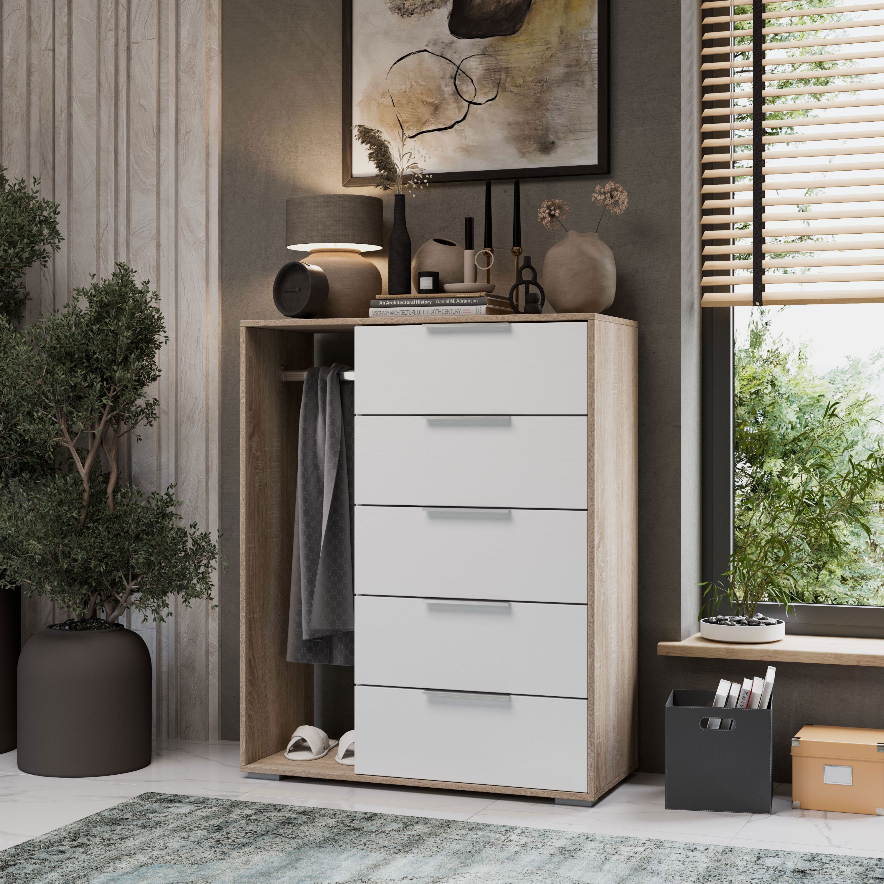 Изображение товара Комод Трия 93x117x41 см 5 ящиков ЛДСП цвет бежевый 174838