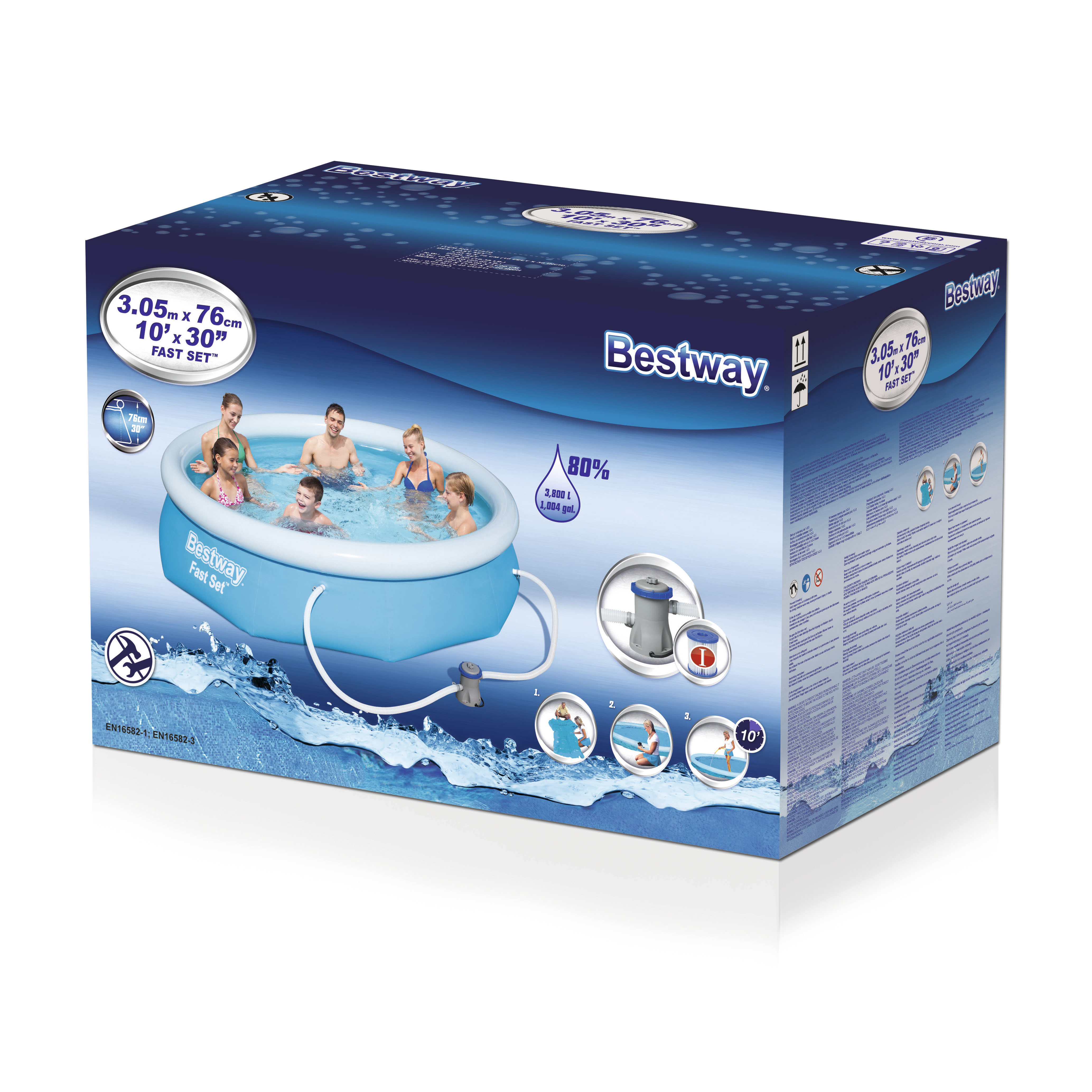 Бассейн надувной Bestway 57270 BW 305x76 см насос в комплекте - 8
