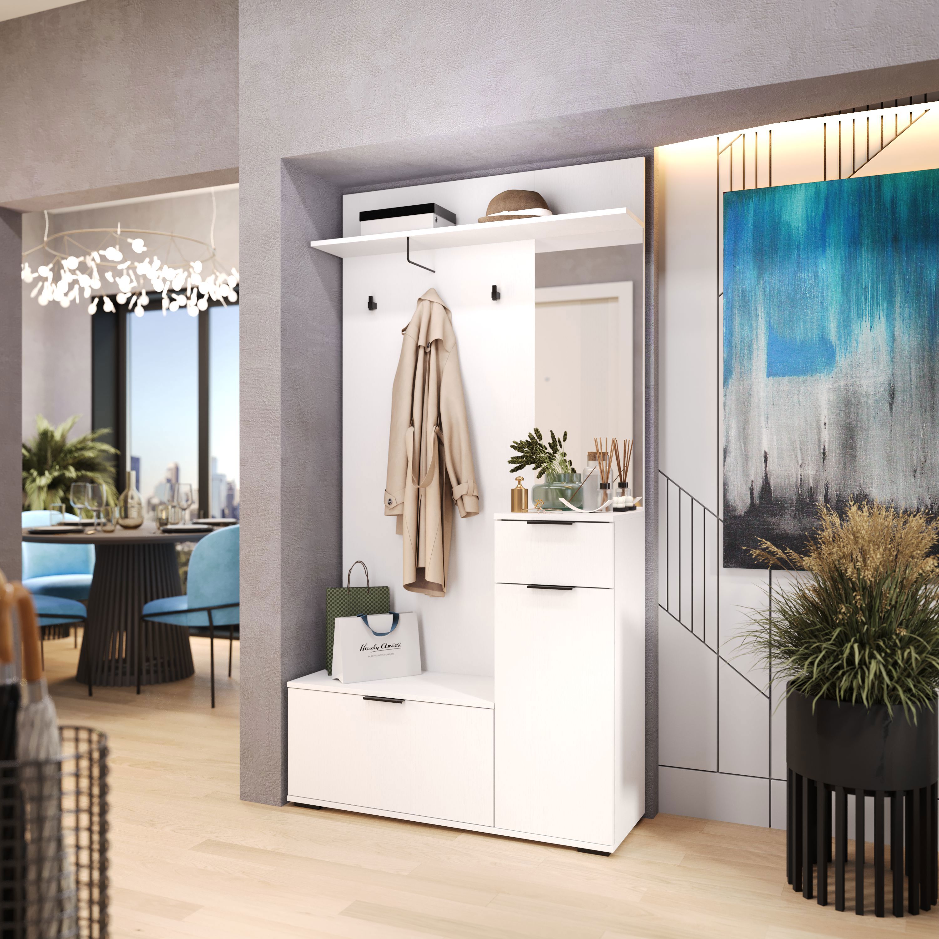 Изображение товара Комплект мебели для прихожей Трия Эвита 105x199.80 см белый