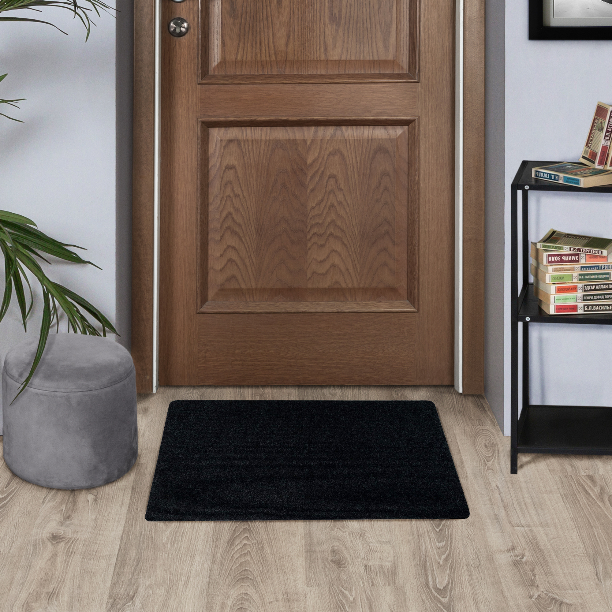 Изображение товара Коврик полипропилен Технолайн Флорт 49x80 см черный прочный придверный коврик