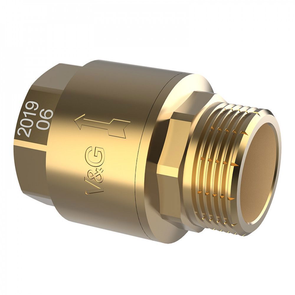 Изображение товара Клапан обратный V&G Valogin 1 1/4" НР-ВР с латунным золотником латунь