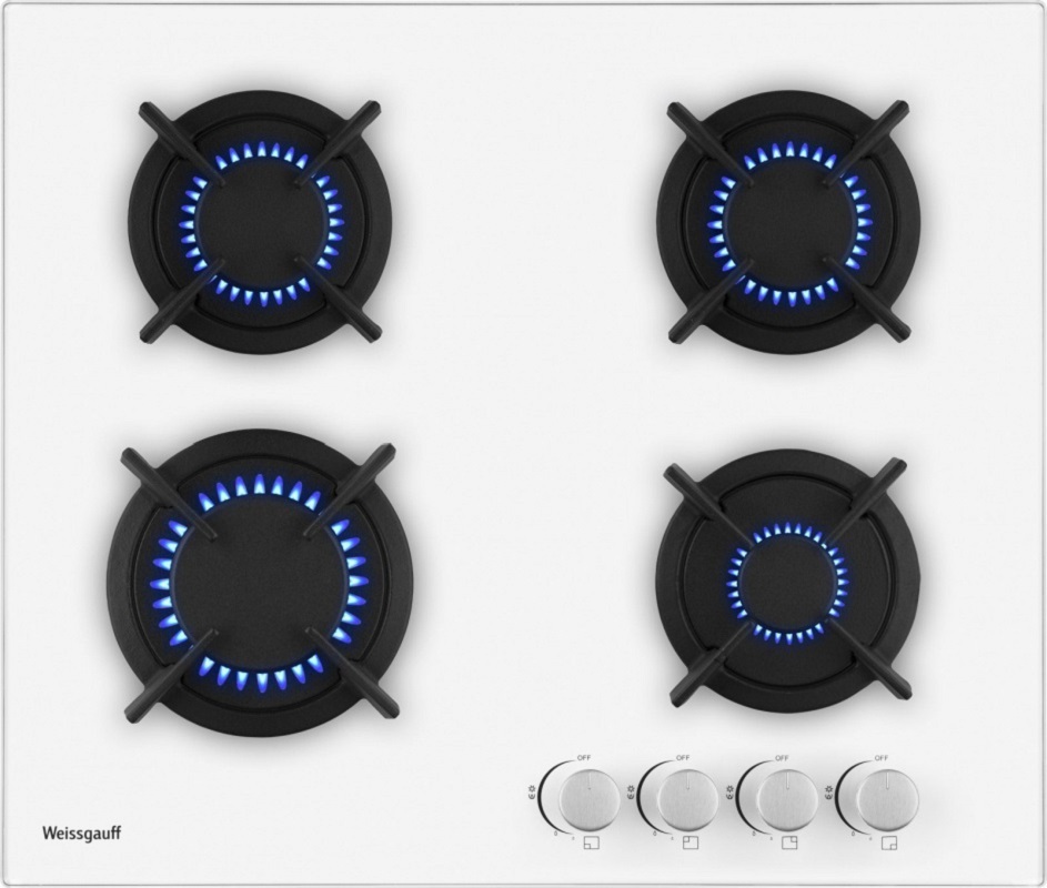 Изображение товара Газовая варочная панель Weissgauff HG 640 WG 4 конфорки встраиваемая белая