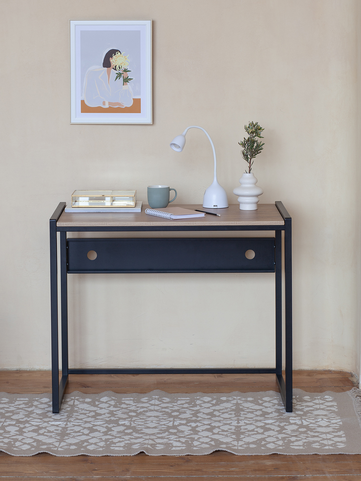 Изображение товара Модульный письменный стол AGORA GreenWeen 90x50 см Дуб Канзас с металлическим основанием