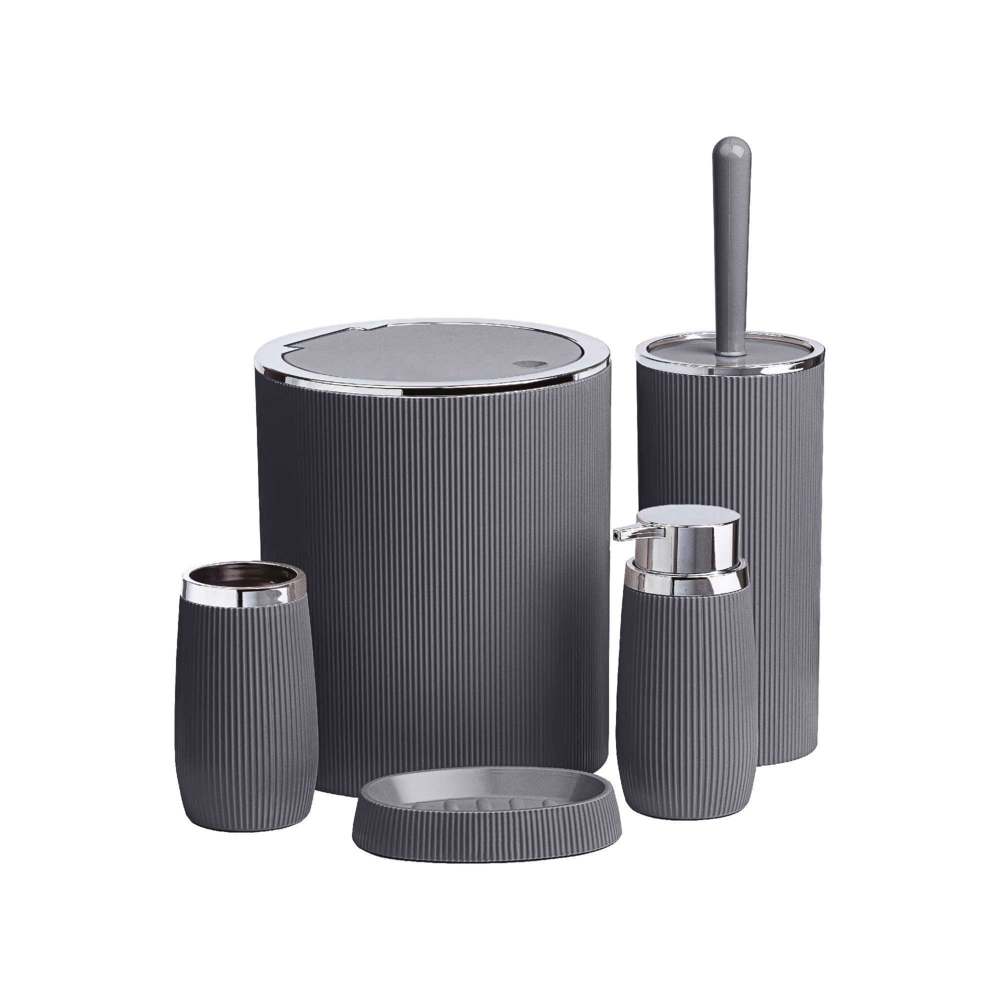 Изображение товара Набор для ванной Fixsen Gray Boom 417 серый хром 5 предметов