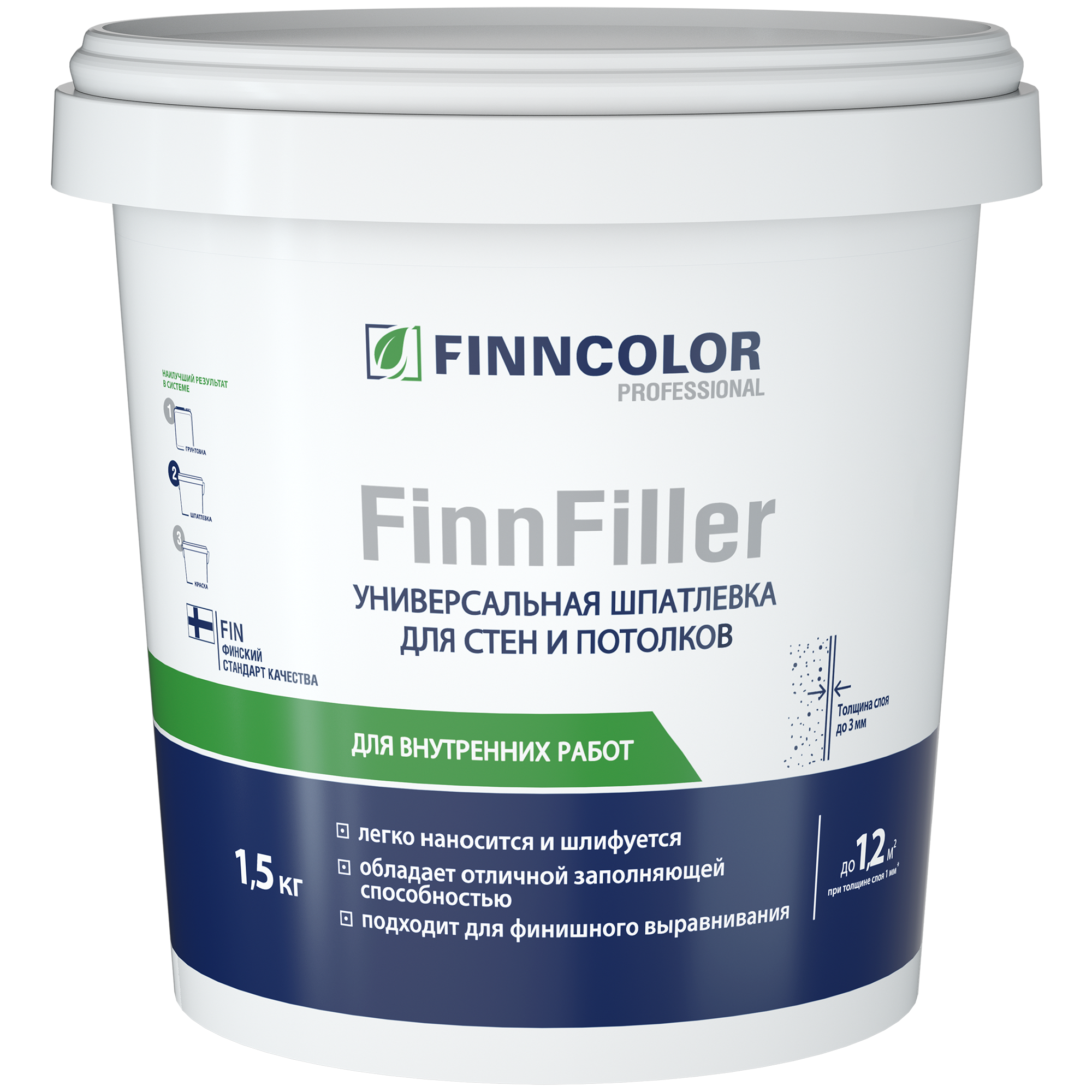 Изображение товара Шпаклевка акриловая финишная Finncolor Finnfiller 0.9 л