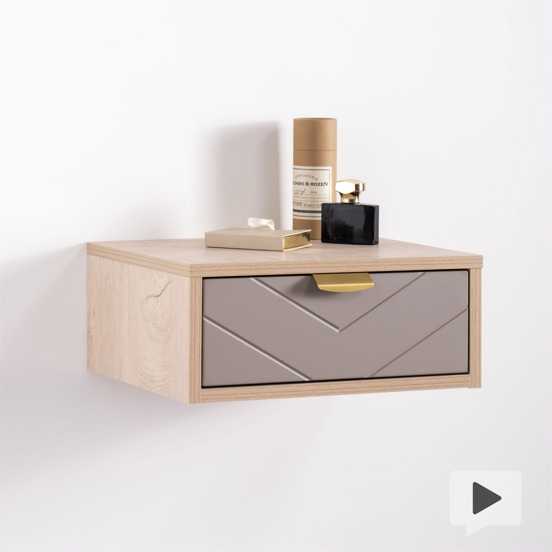 Изображение товара Тумба подвесная Mobi Венеция ЛДСП/МДФ 1 ящик 395x335x164мм дуб эндгрейн элег/веллюто папучино