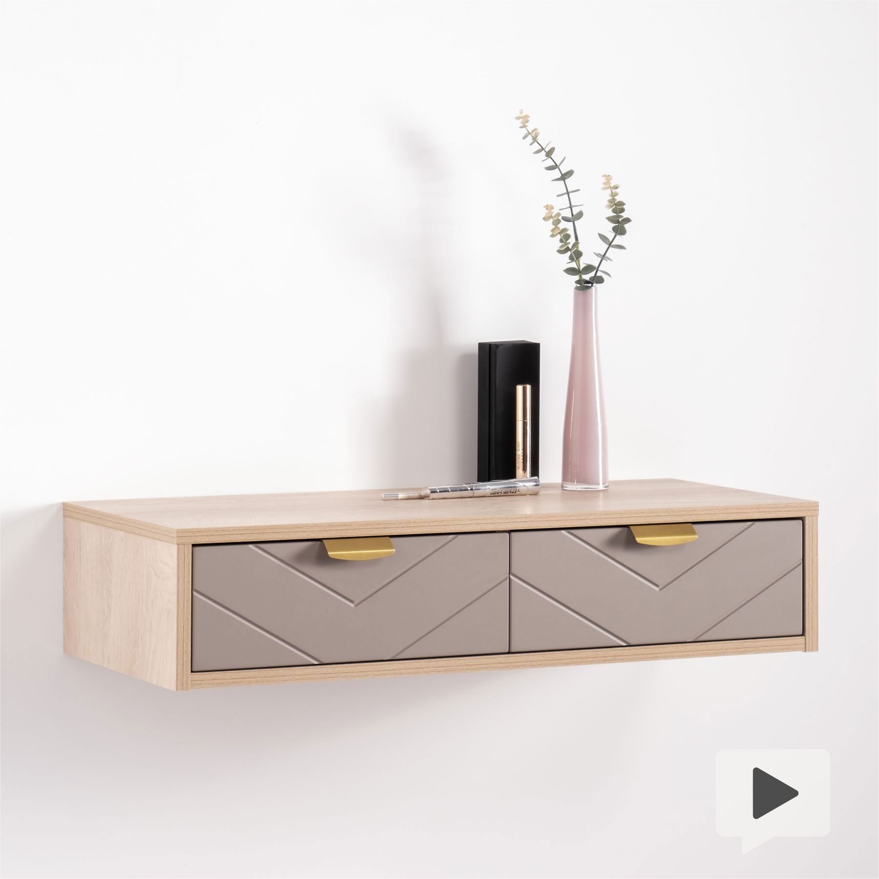 Изображение товара Мебель тумба подвесная Венеция Моби из LDSP и MDF 2 ящика 753x335x164мм