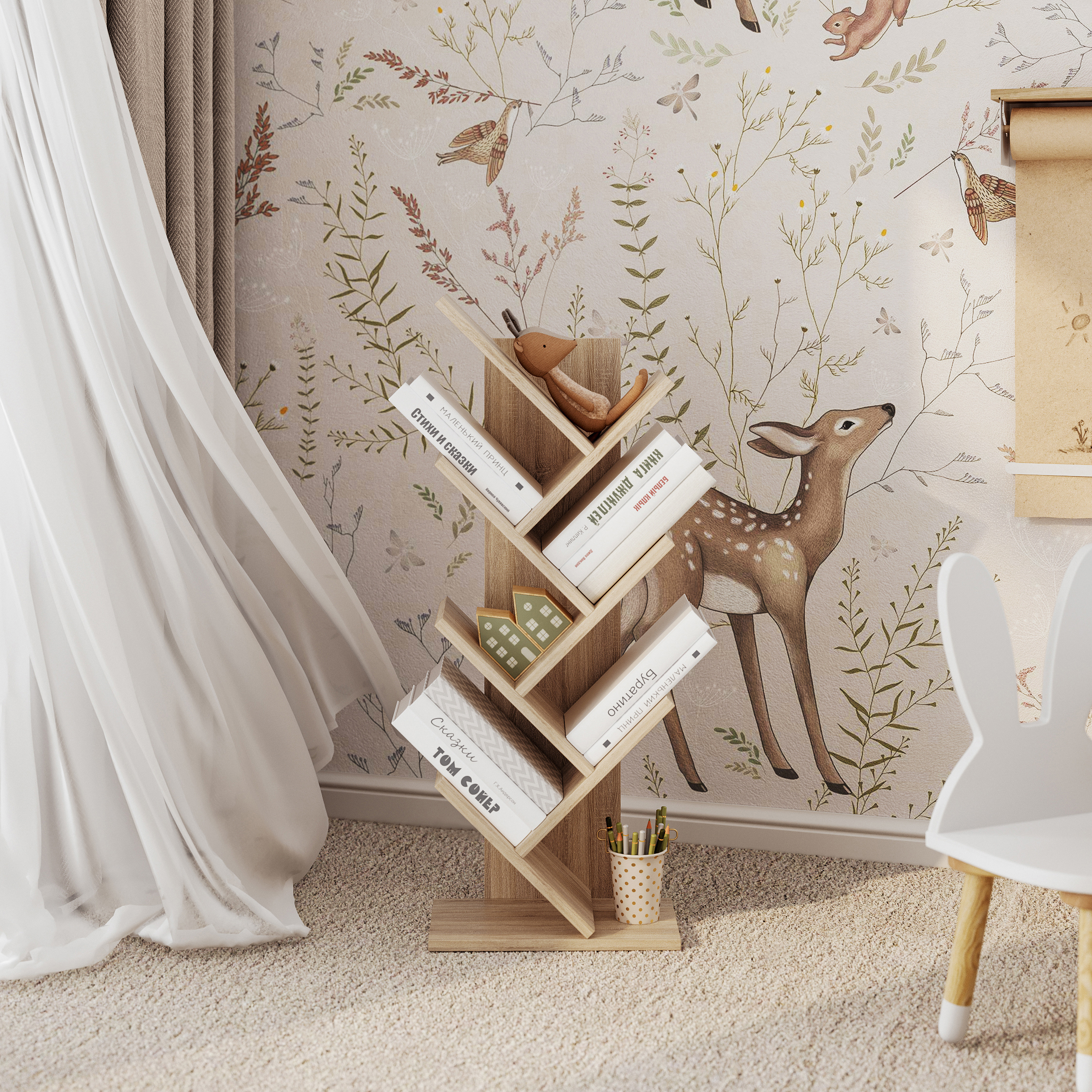 Изображение товара Стеллаж Граникум Агния 6 секций 34x21.6 см ЛДСП цвет дуб