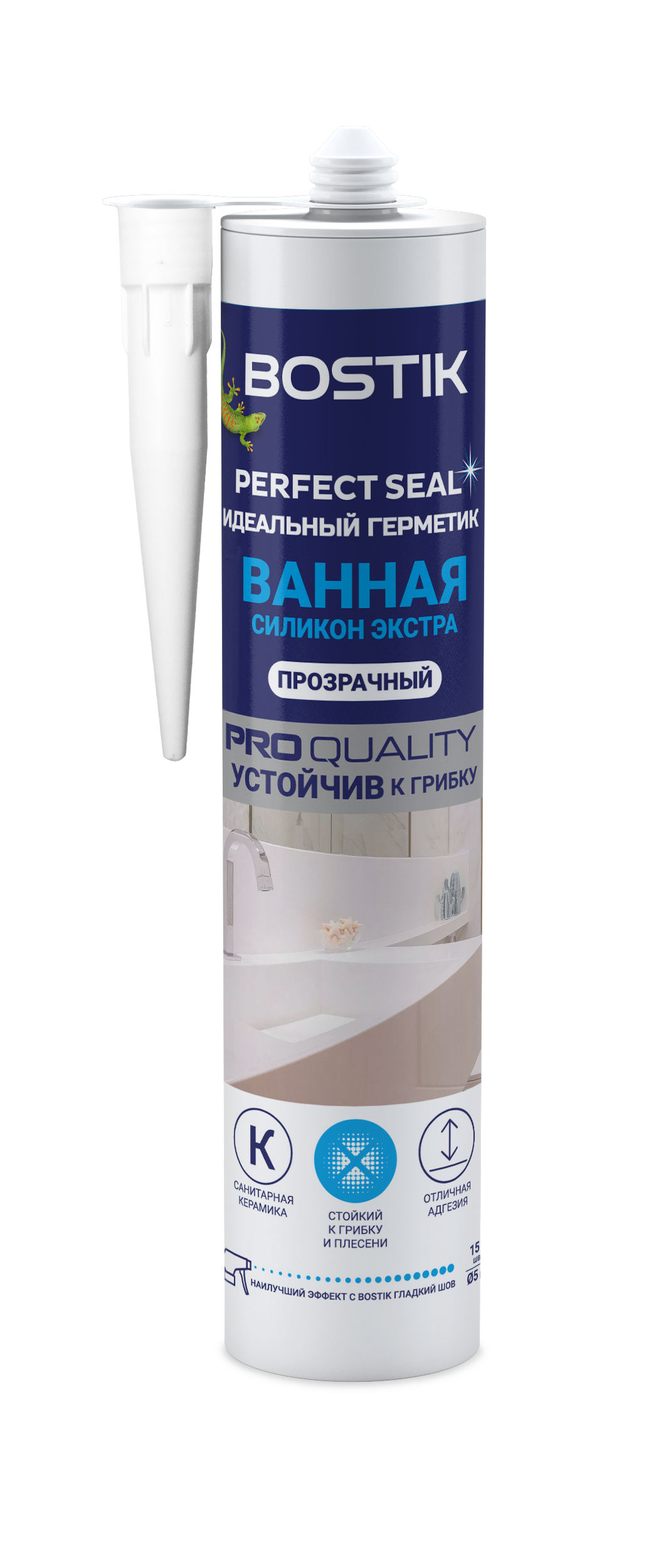 Изображение товара Герметик силиконовый Bostik Perfect Seal для ванной экстра прозрачный 280 мл