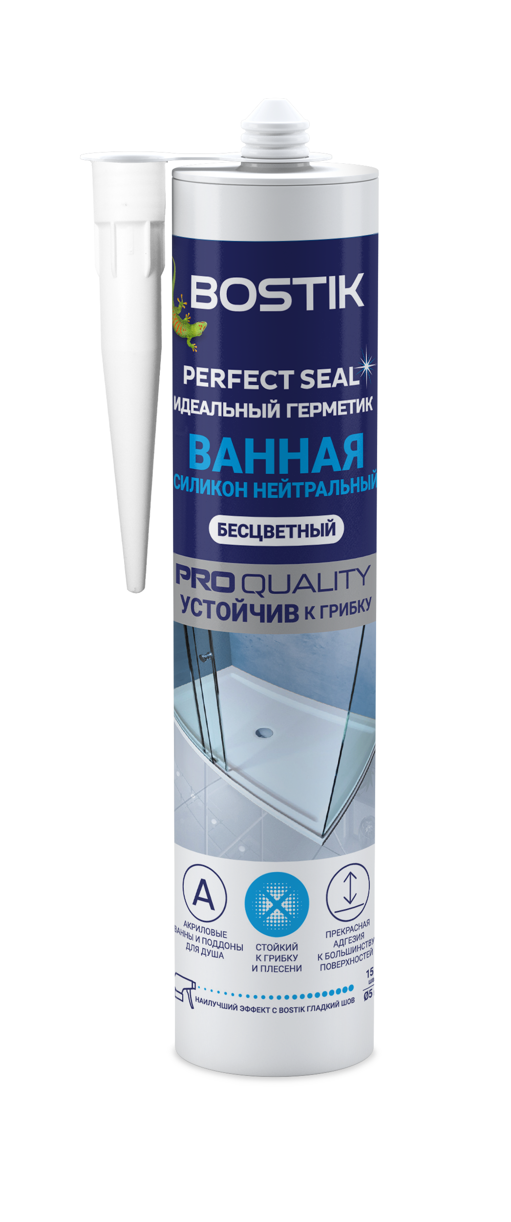 Изображение товара Герметик силиконовый Bostik Perfect Seal для ванной нейтральный прозрачный 280 мл