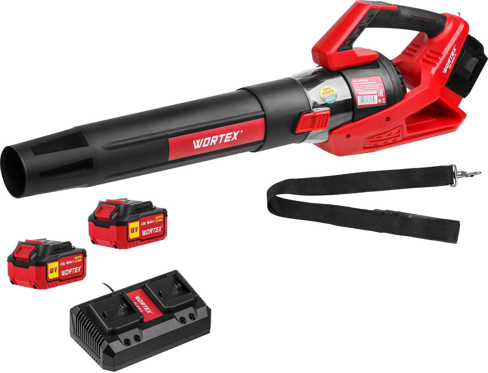 Изображение товара Воздуходувка аккумуляторная Wortex BB 2536 D ALL1 18 В с АКБ и ЗУ в комплекте