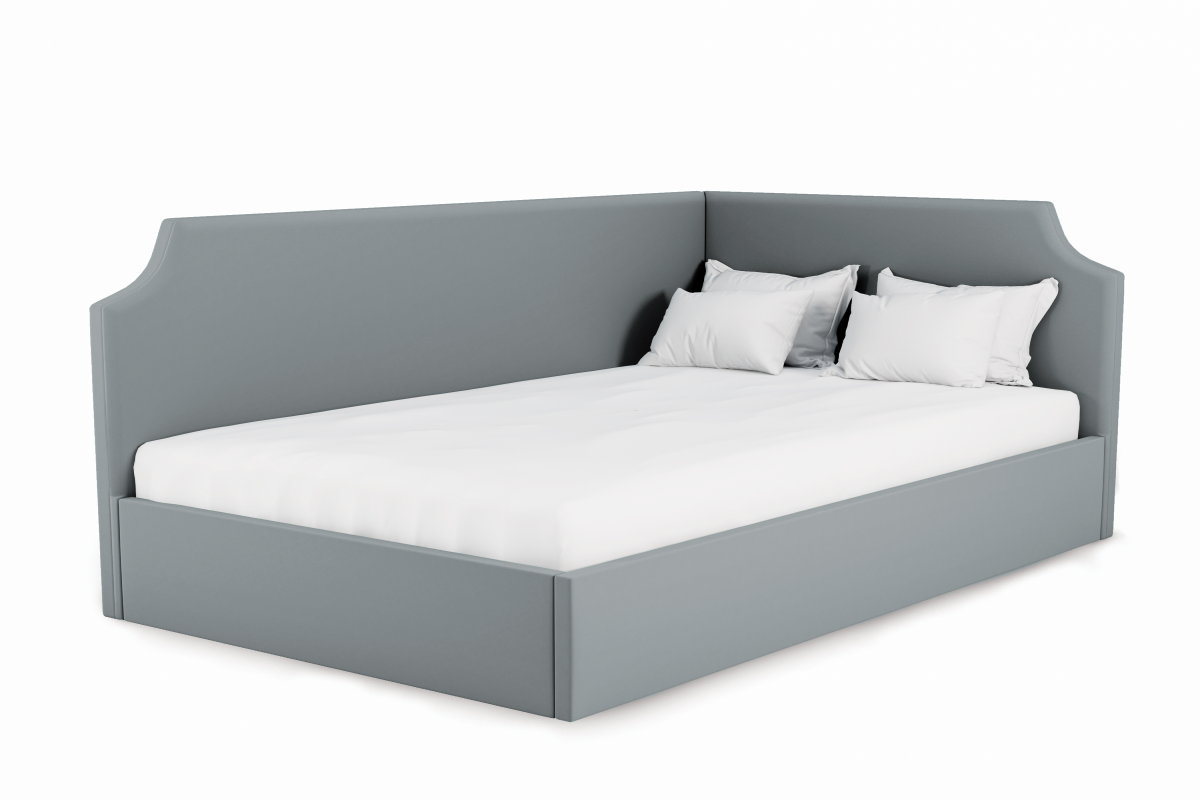 Изображение товара Кровать Джуниор с подъемным механизмом и ящиком серый велюр 150x100 см