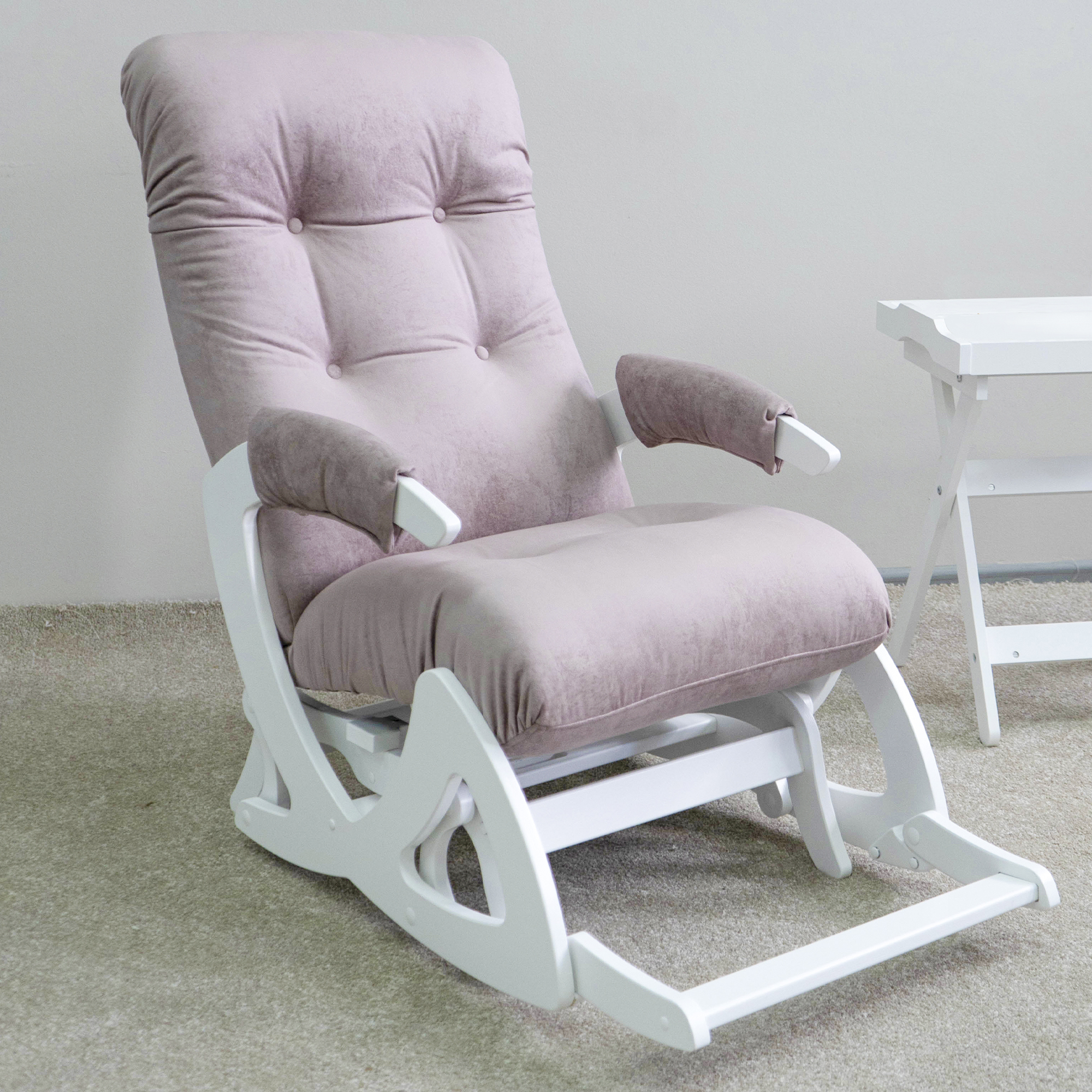 Изображение товара Кресло-качалка Glider Балтик из велюра молочный дуб 64x99x91 см