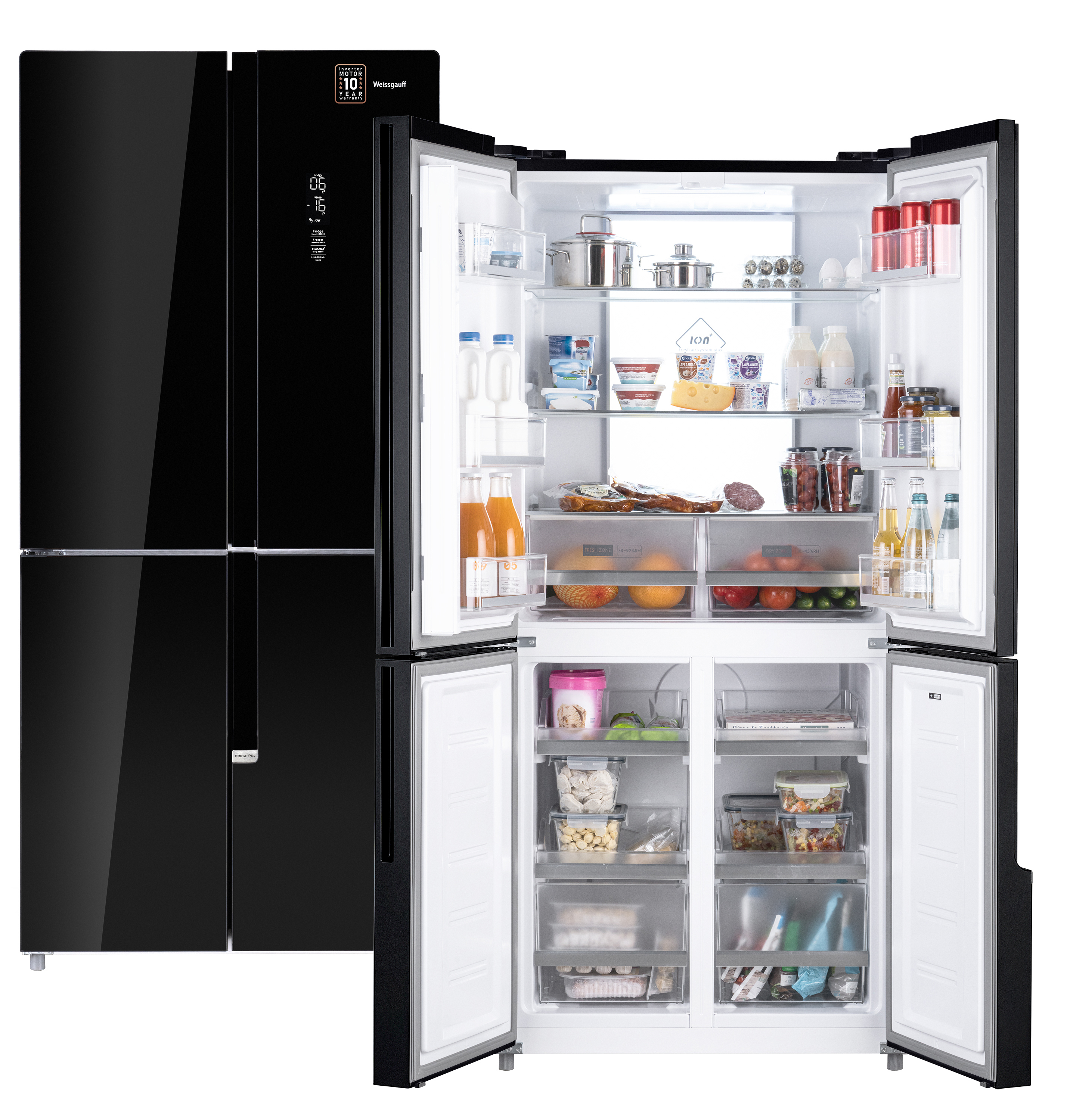 Изображение товара Отдельностоящий холодильник Weissgauff WCD 450 BG с No Frost и инвертором черный