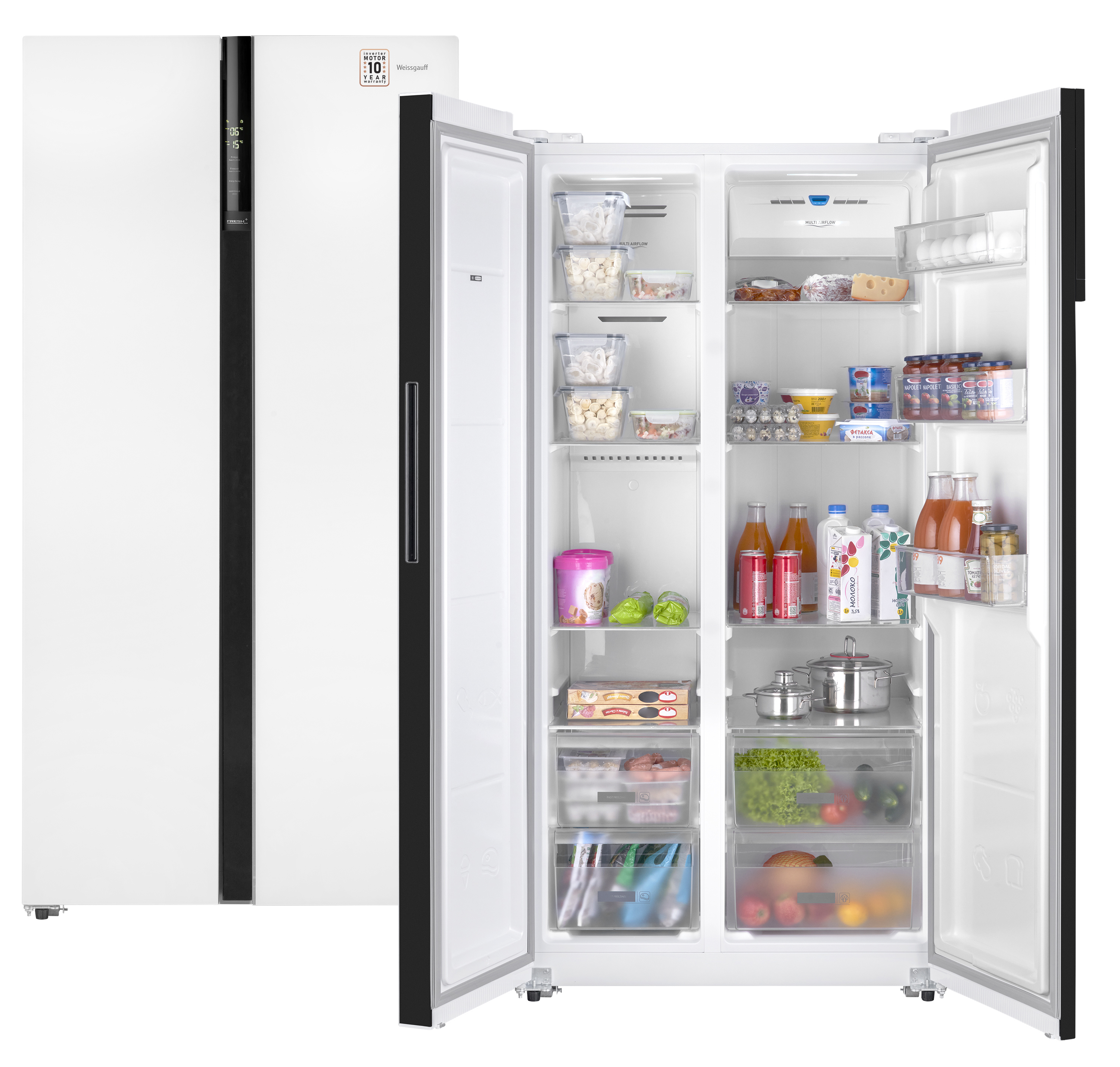 Изображение товара Отдельностоящий холодильник Weissgauff WSBS 600 WG Side-by-Side 91х186.6 см белый
