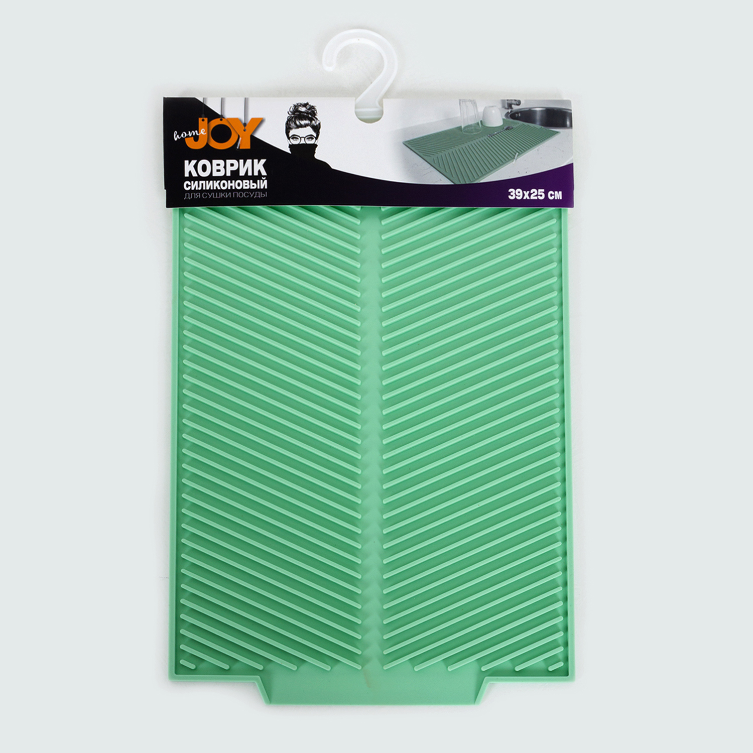 Изображение товара Коврик для сушки посуды Joy Home 39х25 см силикон мятный