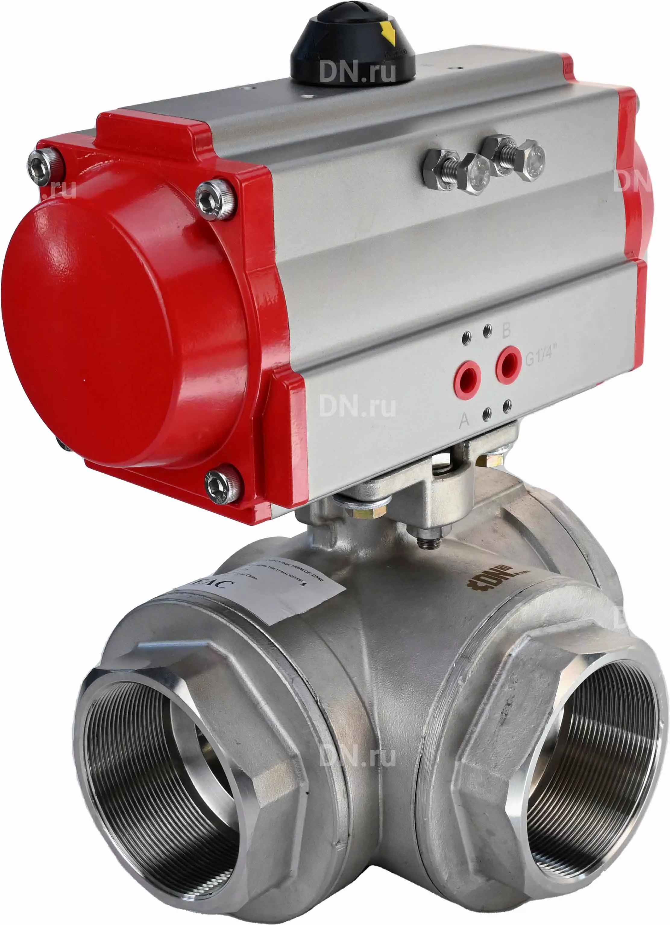 Изображение товара Кран шаровой прямой Dn.ru D160-08074 DN65 PN63 2 1/2" ВР нержавеющая сталь ручка плоская