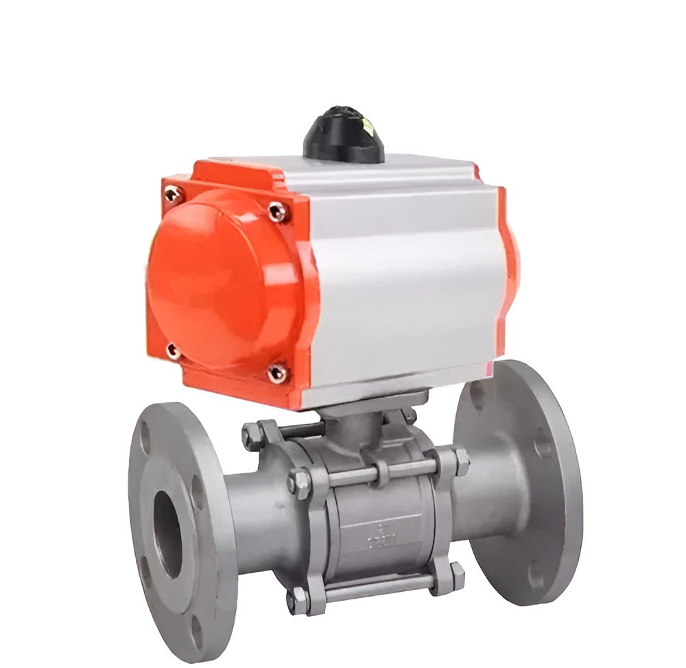 Изображение товара Кран шаровой DN.ru D160-10062 80 мм PN25 нержавеющая сталь пневмопривод