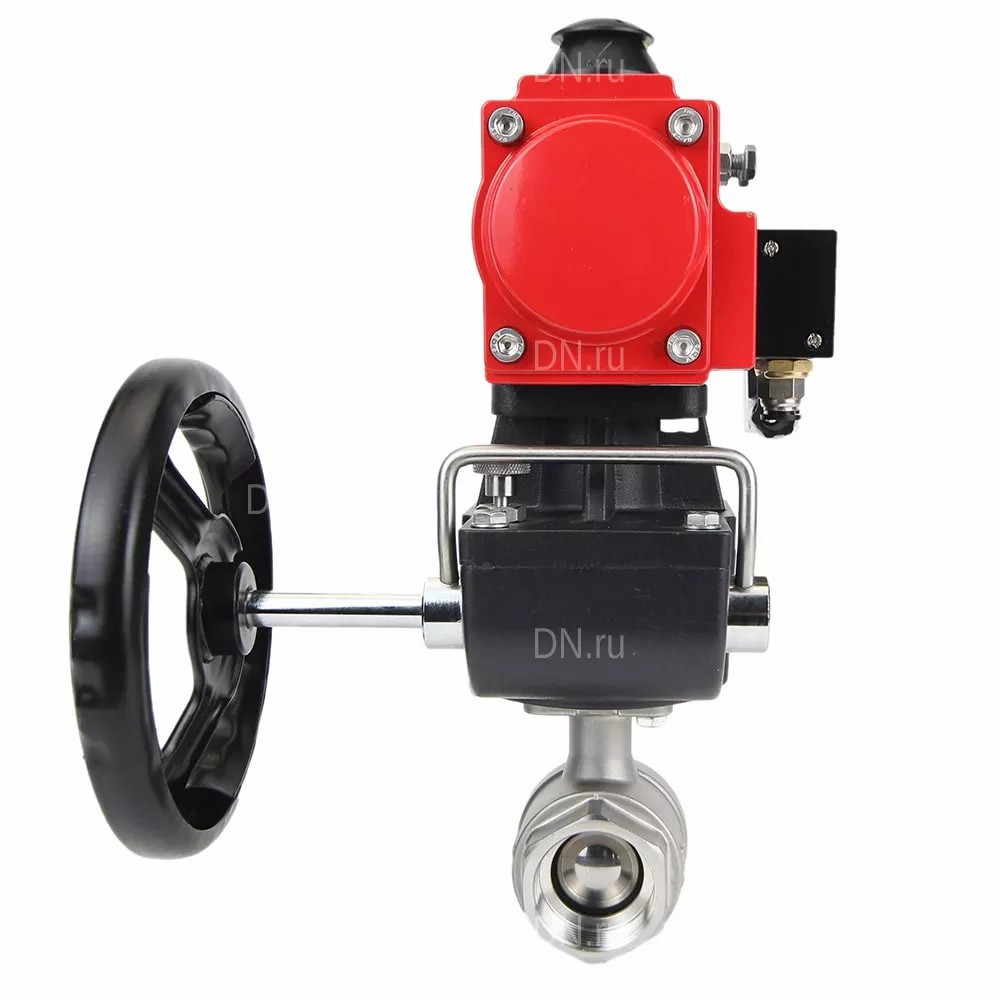 Изображение товара Кран шаровой полнопроходной прямой Dn.ru D160-14288 DN65 PN63 2 1/2" НР нержавеющая сталь ручка плоская
