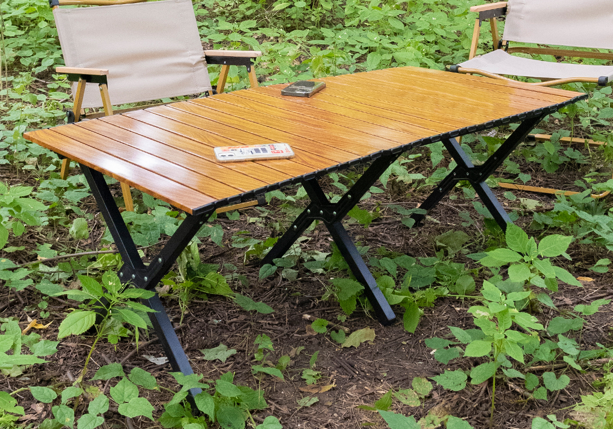 Изображение товара Нераздвижной садовый стол складной Kitoki М7761868 60 см x 120 см x 45 см алюминий коричневый