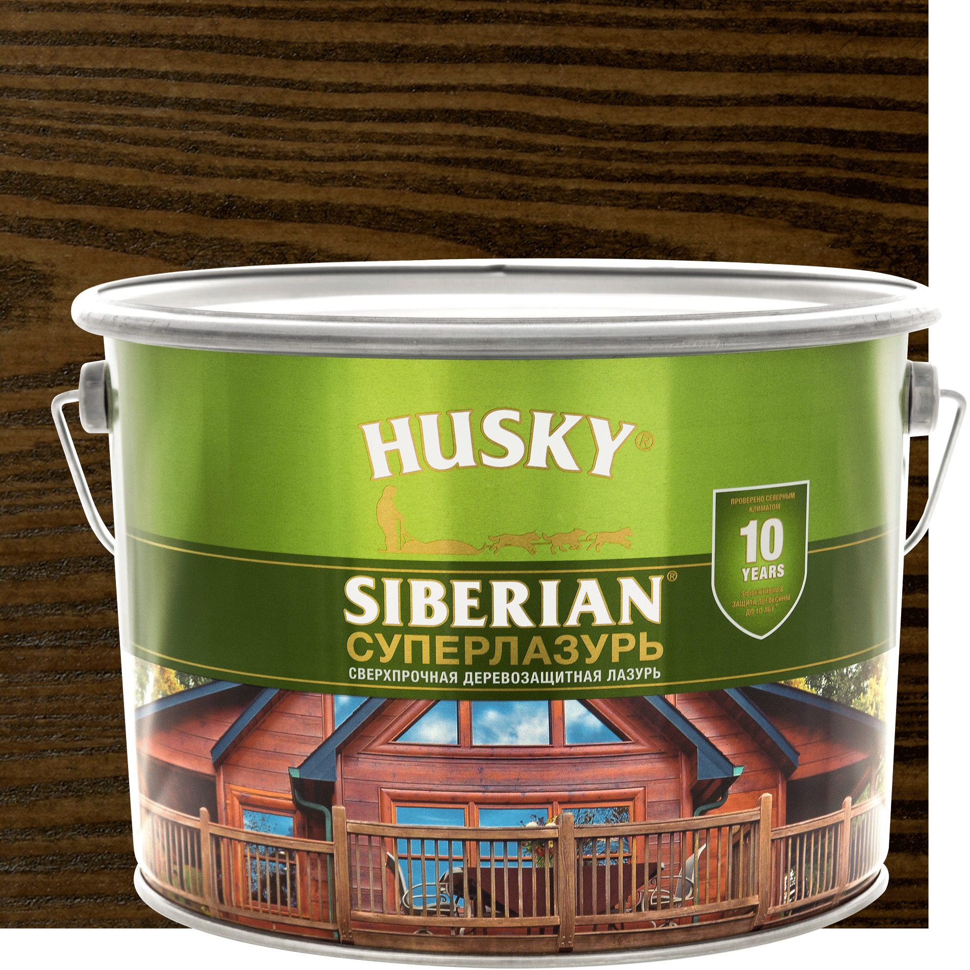 Изображение товара Лазурь для дерева Husky Siberian «Суперлазурь» полуглянцевая палисандр 9 л