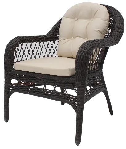 Изображение товара Садовое кресло с подушкой Viktoria65x65x120 см искусственный ротанг коричневый