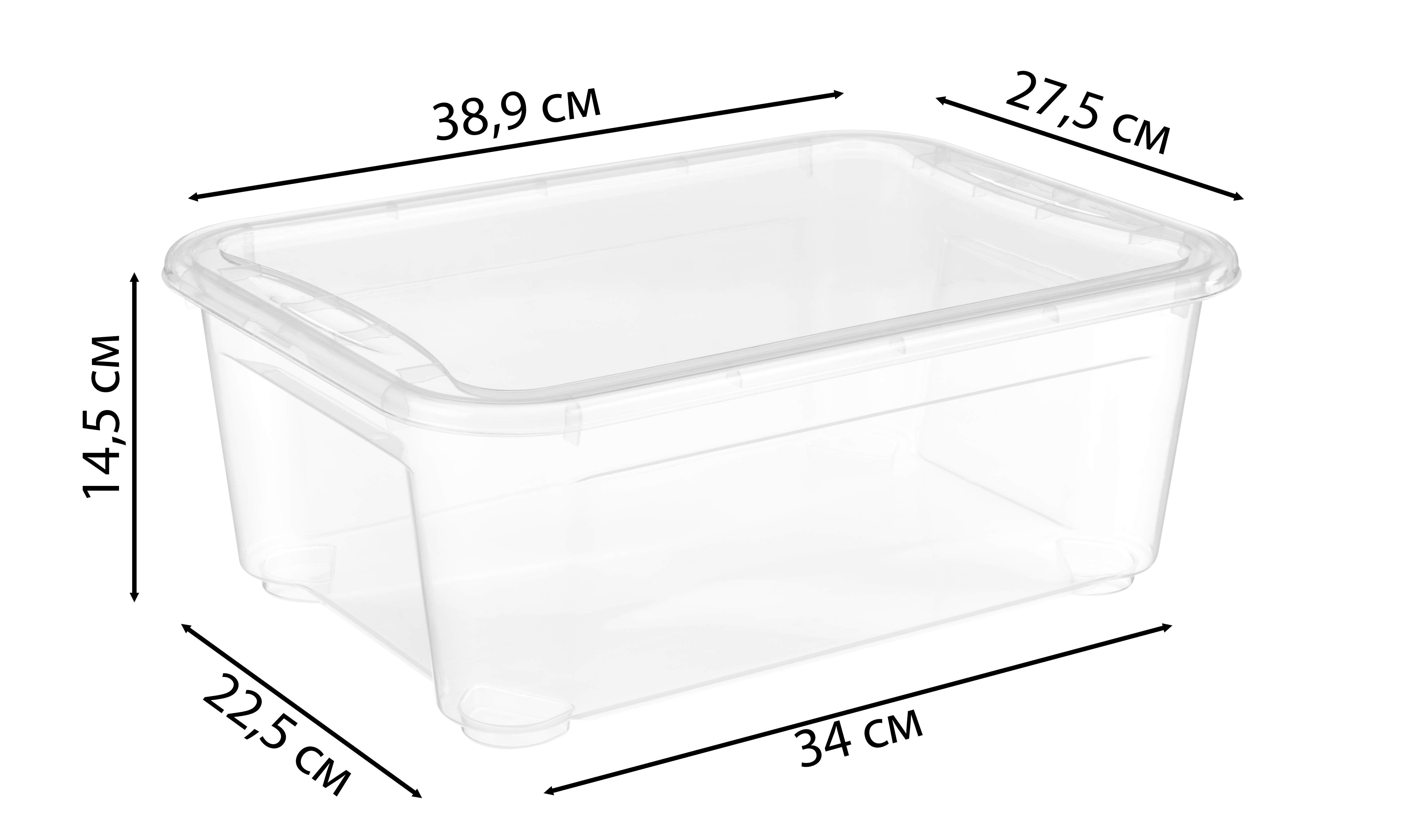 Изображение товара Ящик Кристалл 38.9x14.5x27.5 см 10 л прозрачный пластиковый для хранения
