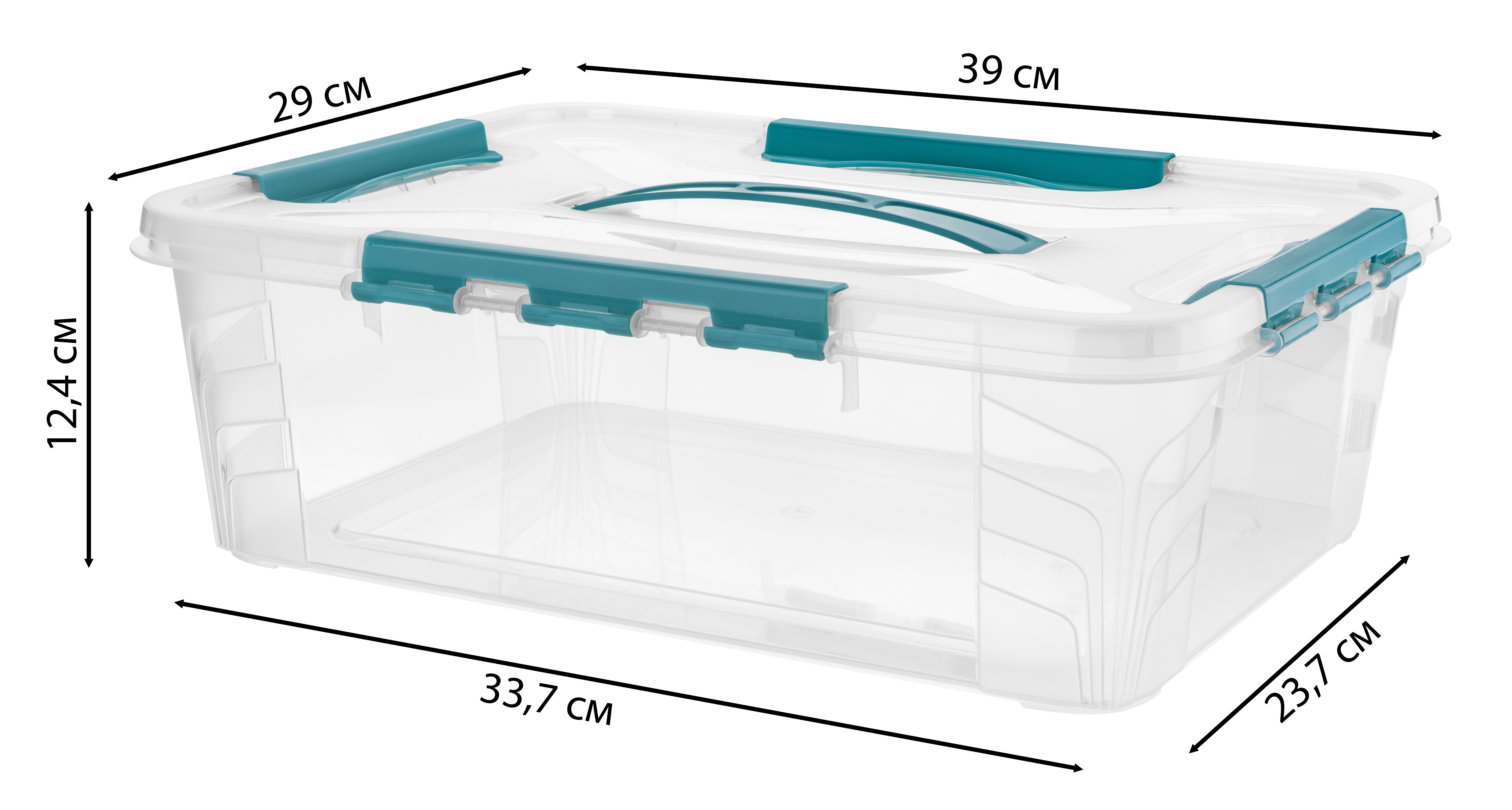 Изображение товара Ящик Grand Box 39x12.4x29 см 10 л прозрачный с крышкой