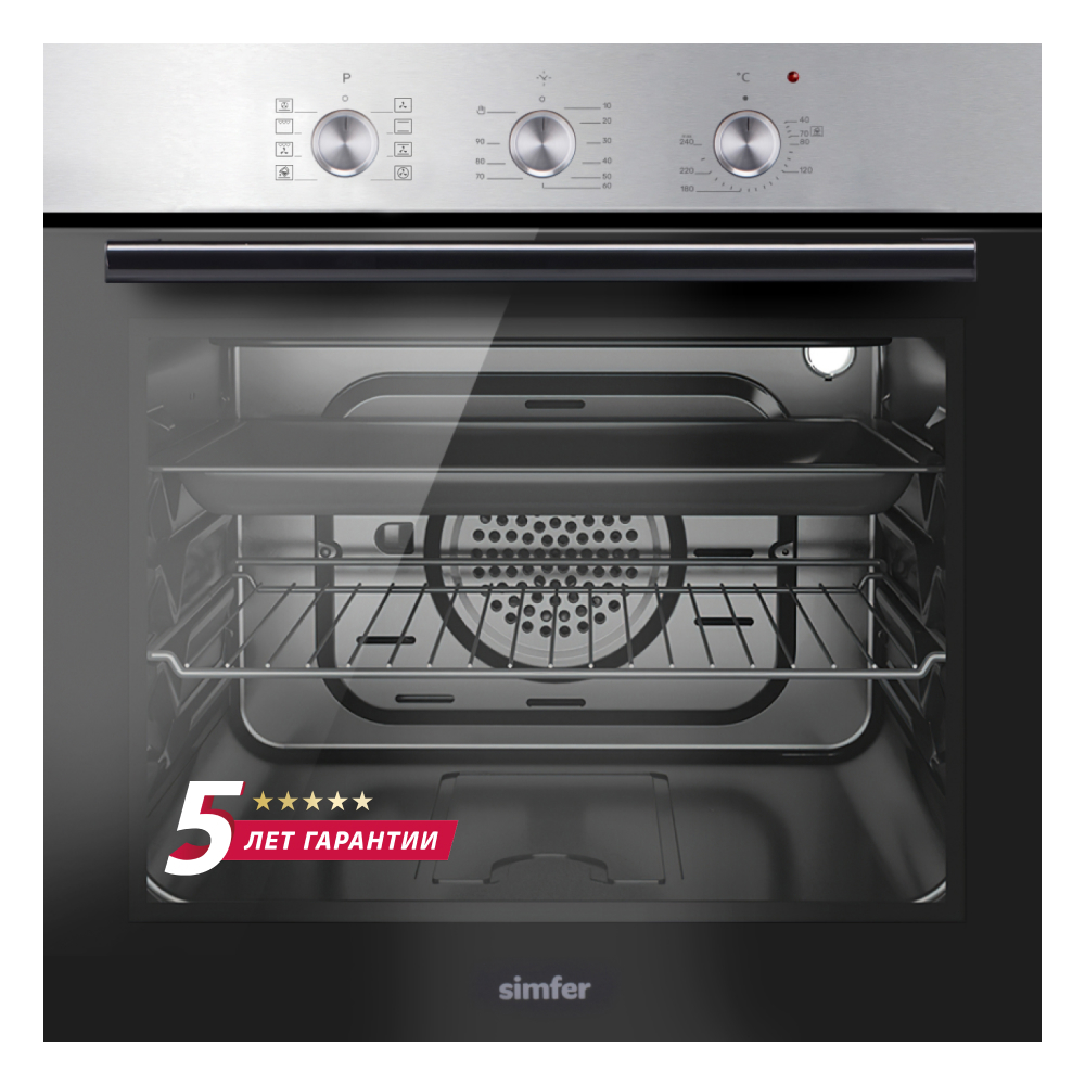 Изображение товара Встраиваемый духовой шкаф Simfer B6EM19071 электрический 60x60x56.50см электрический цвет серый