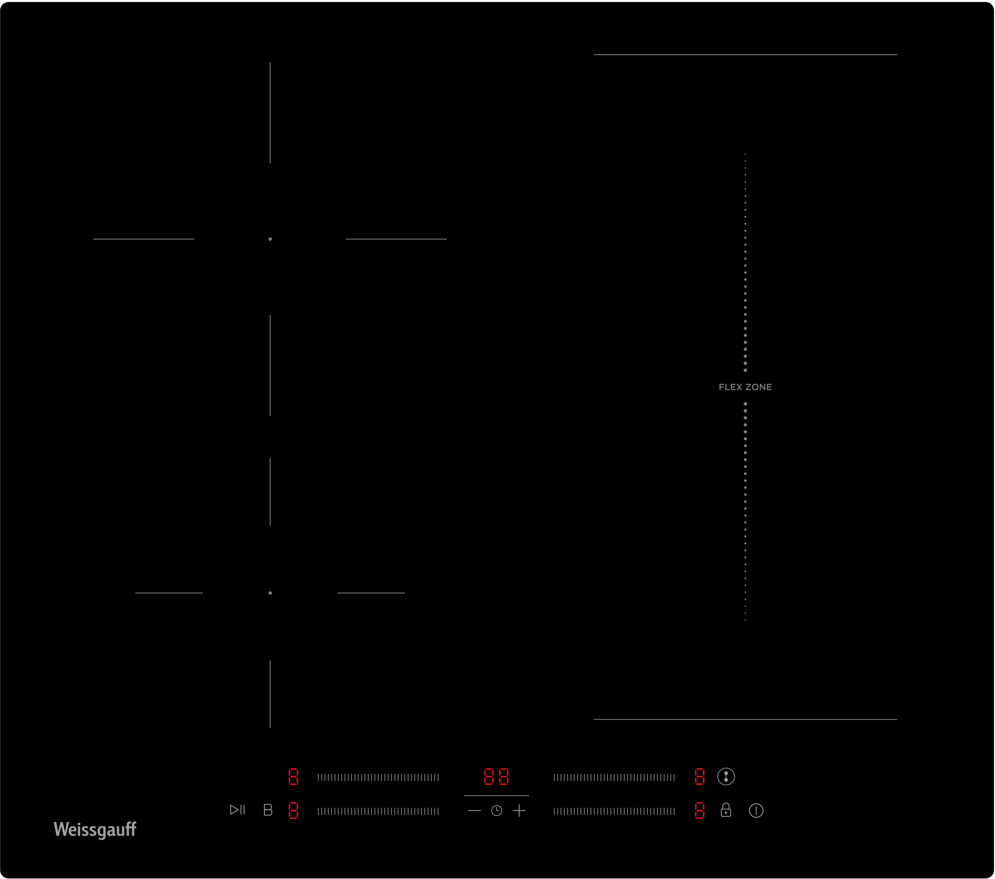 Изображение товара Индукционная варочная панель Weissgauff HI 643 BSCM Flex 59 см 4 конфорки черный