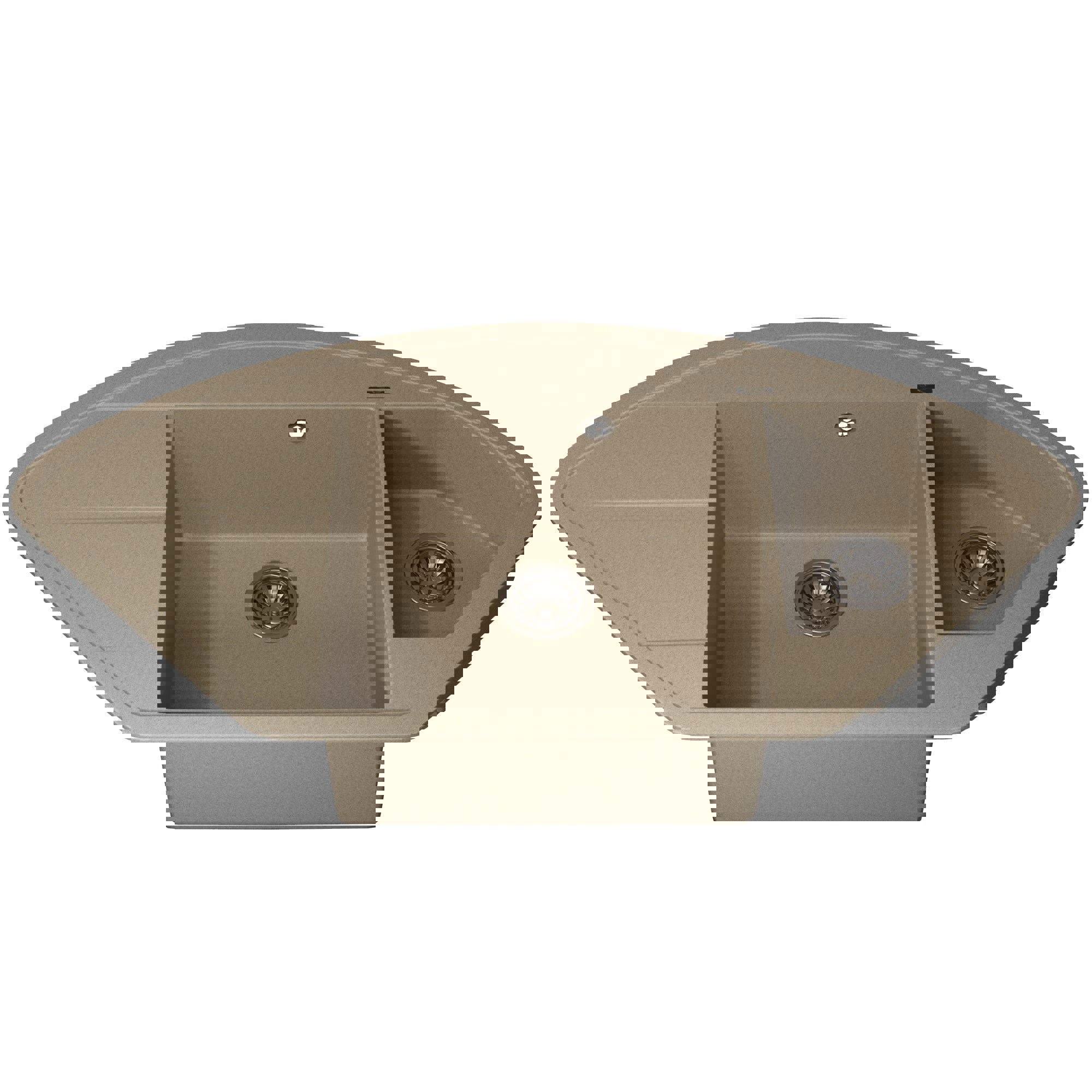 Изображение товара Угловая кухонная мойка Uperwood Quartz UPD-06 51x100.6 см бежевый матовый