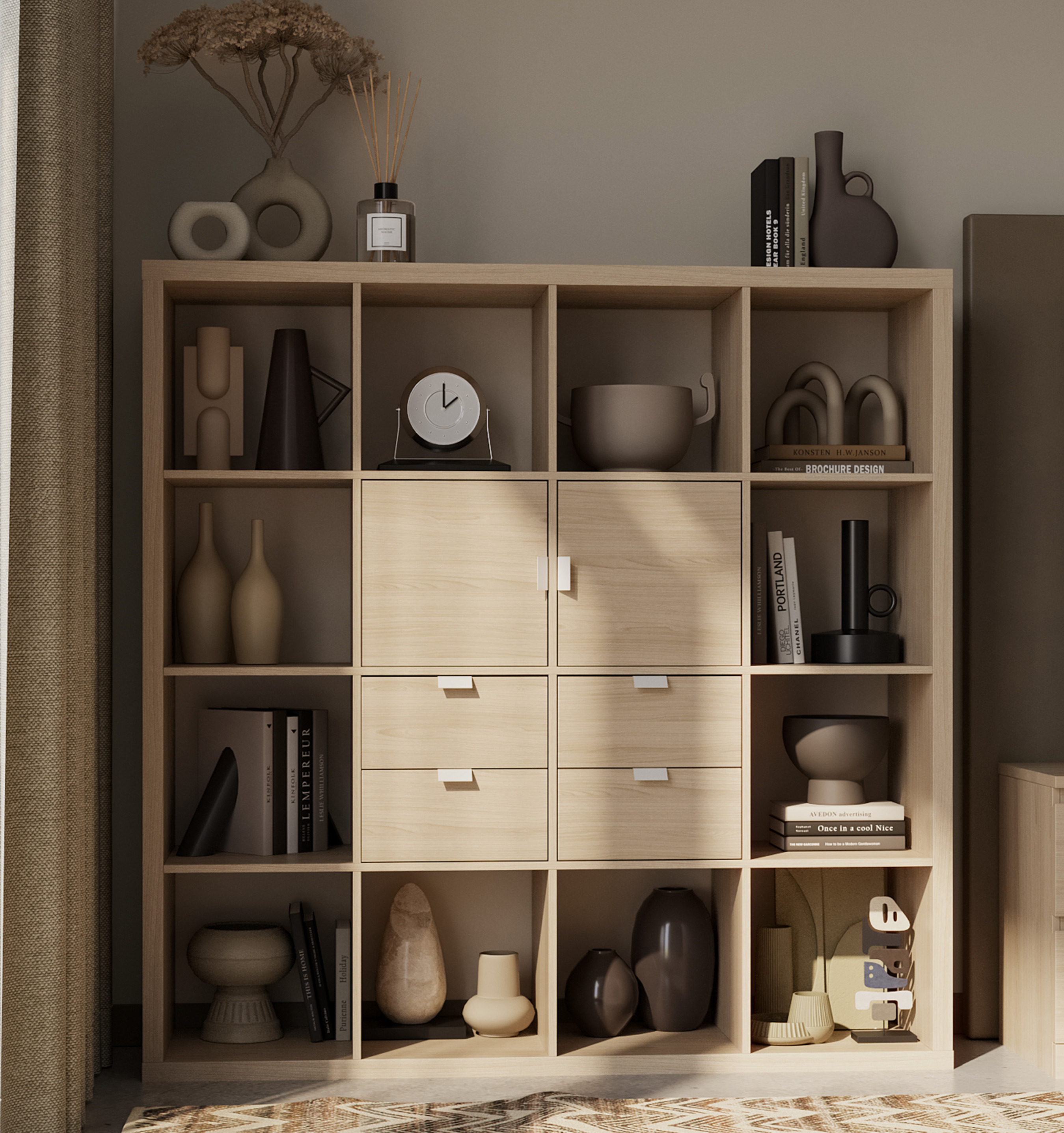 Изображение товара Комплект дверей для стеллажа 2 шт Гуд Лакк Фора 33.5x33.6x37.1 см ДСП цвет беленый дуб