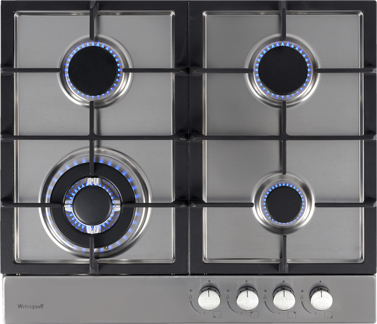 Изображение товара Газовая варочная панель Weissgauff HGG 641 Xh 4 конфорки серый/серебро нержавеющая сталь