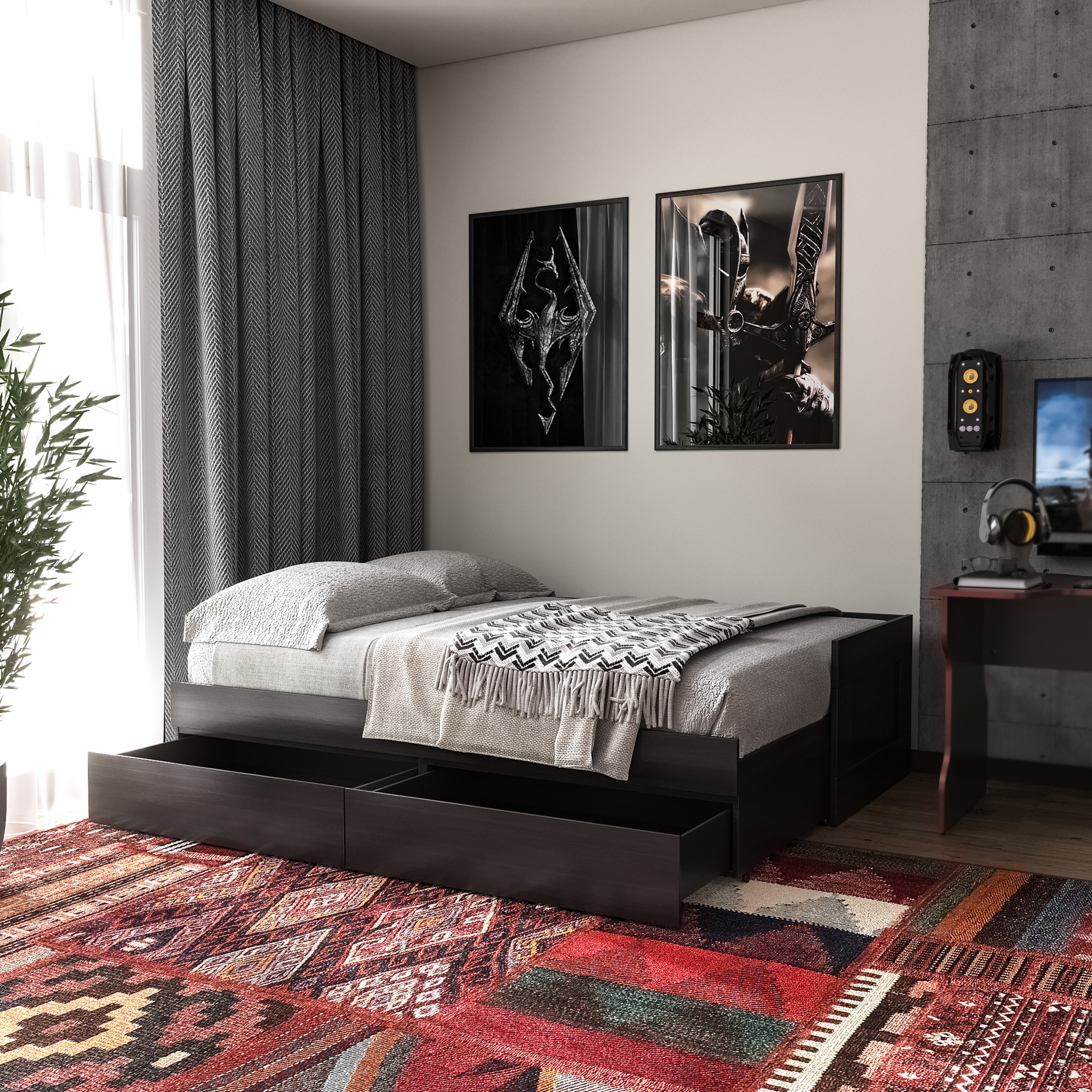 Изображение товара Выкатной ящик кровати Гуд Лакк Орион 60x21.2x60 см черный для хранения