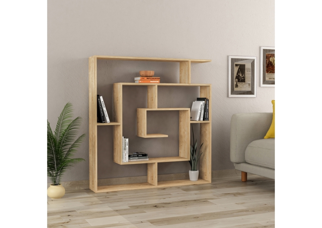 Изображение товара Деревянный стеллаж Leve 125x129x22 см МДФ бежевый для дома