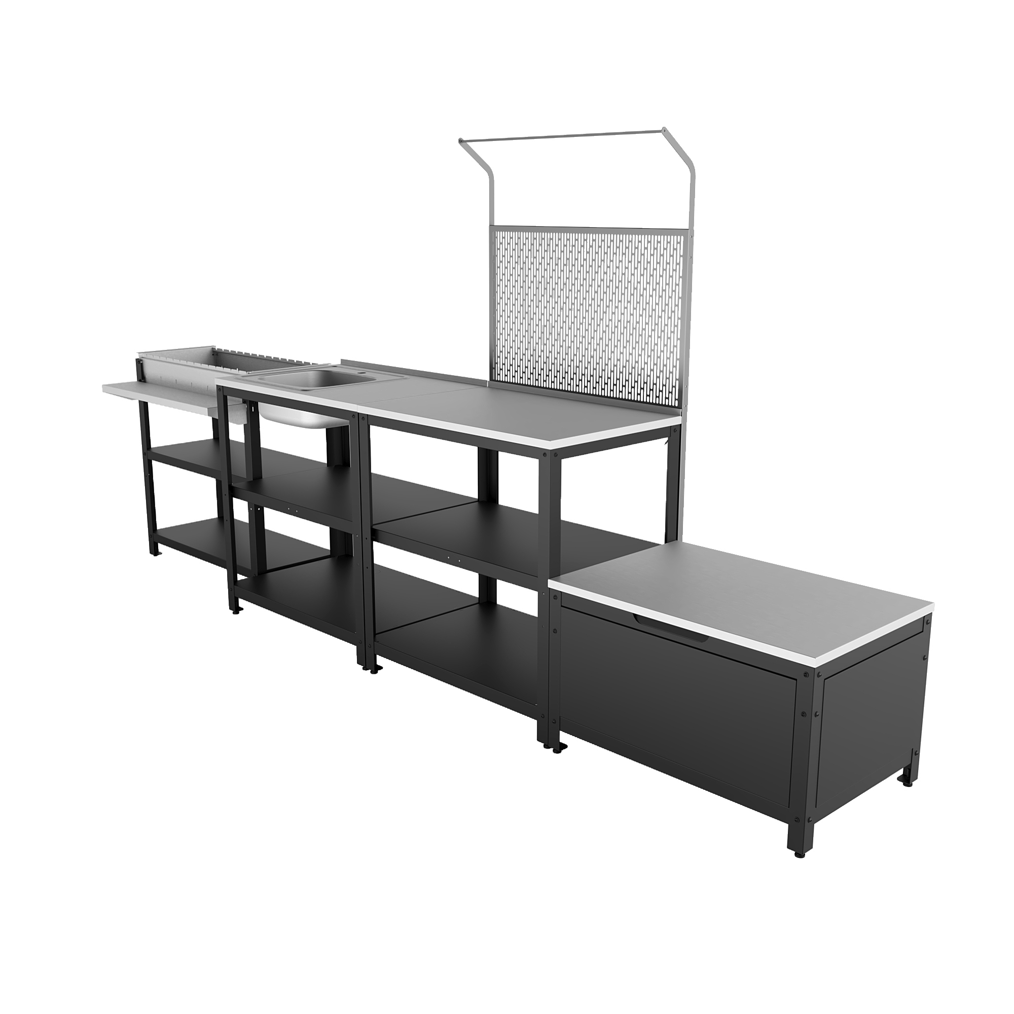 Изображение товара Комплект с мангалом Белые Ночи Veranda сталь 58x348x175 см Изображение товара Комплект с мангалом Белые Ночи Veranda сталь 58x348x175 см