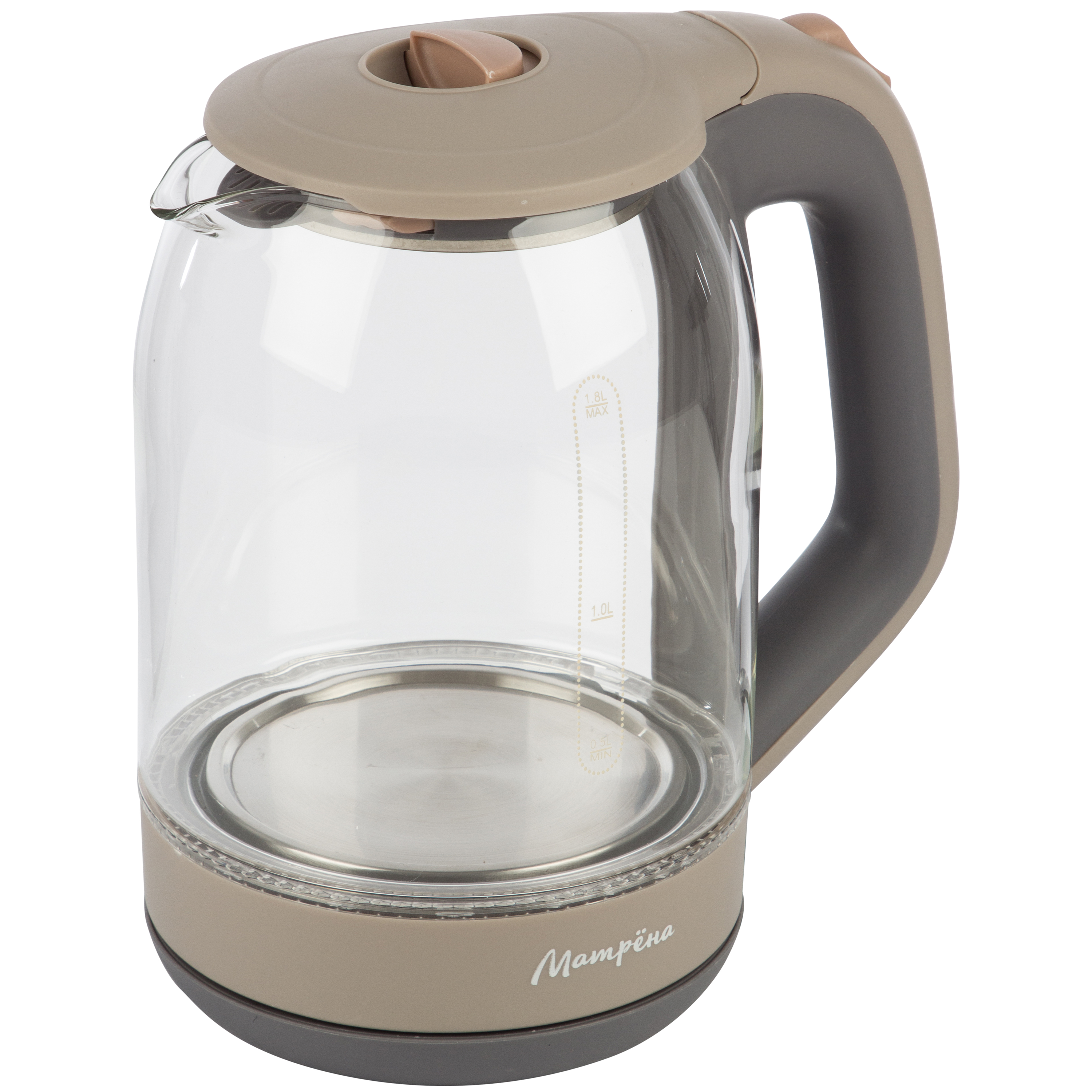 Изображение товара Электрический стеклянный чайник Матрена MA-006 1.8 л бежевый с LED подсветкой
