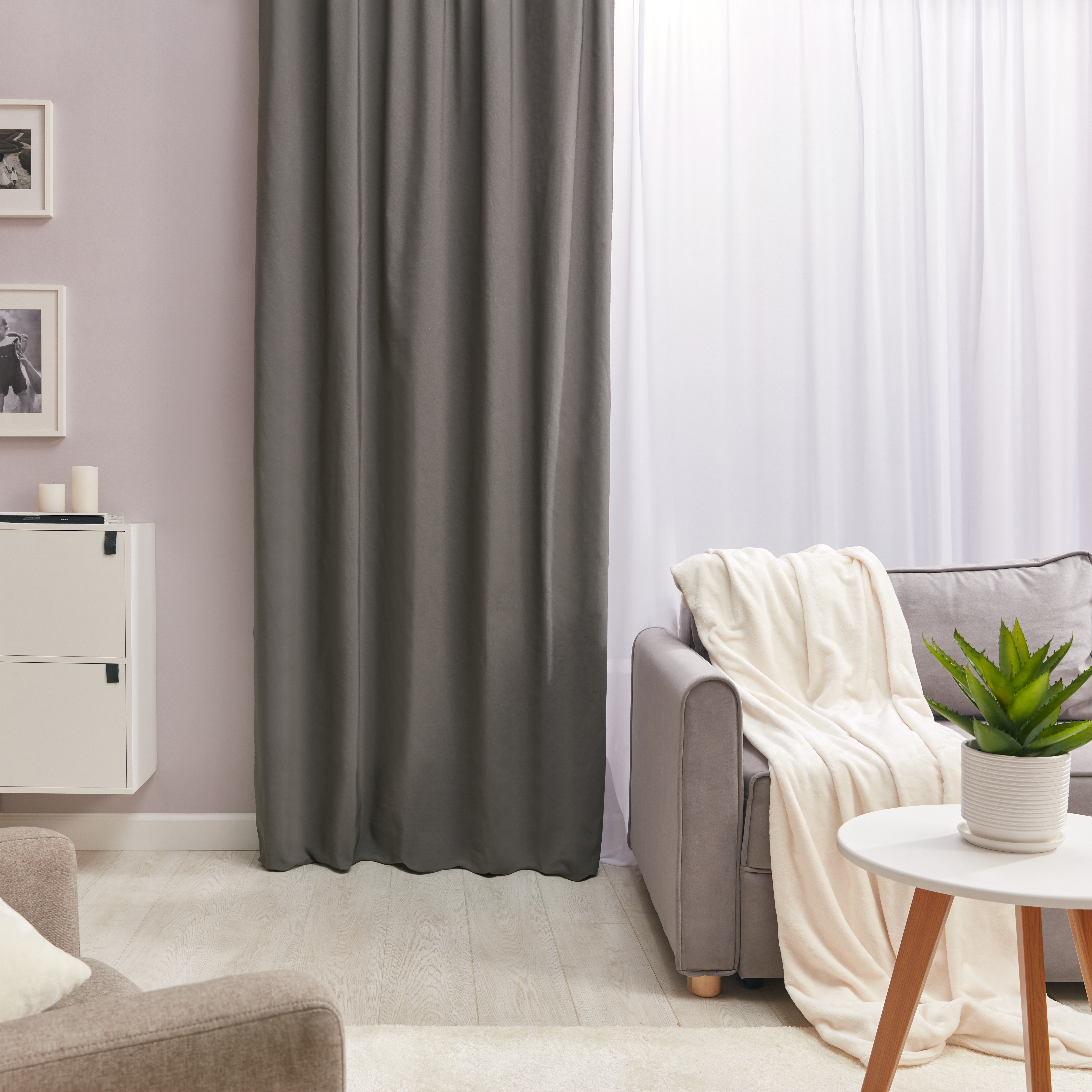 Изображение товара Штора Inspire Pharell 140x280 см темно-серая для спальни репс Блокирует свет