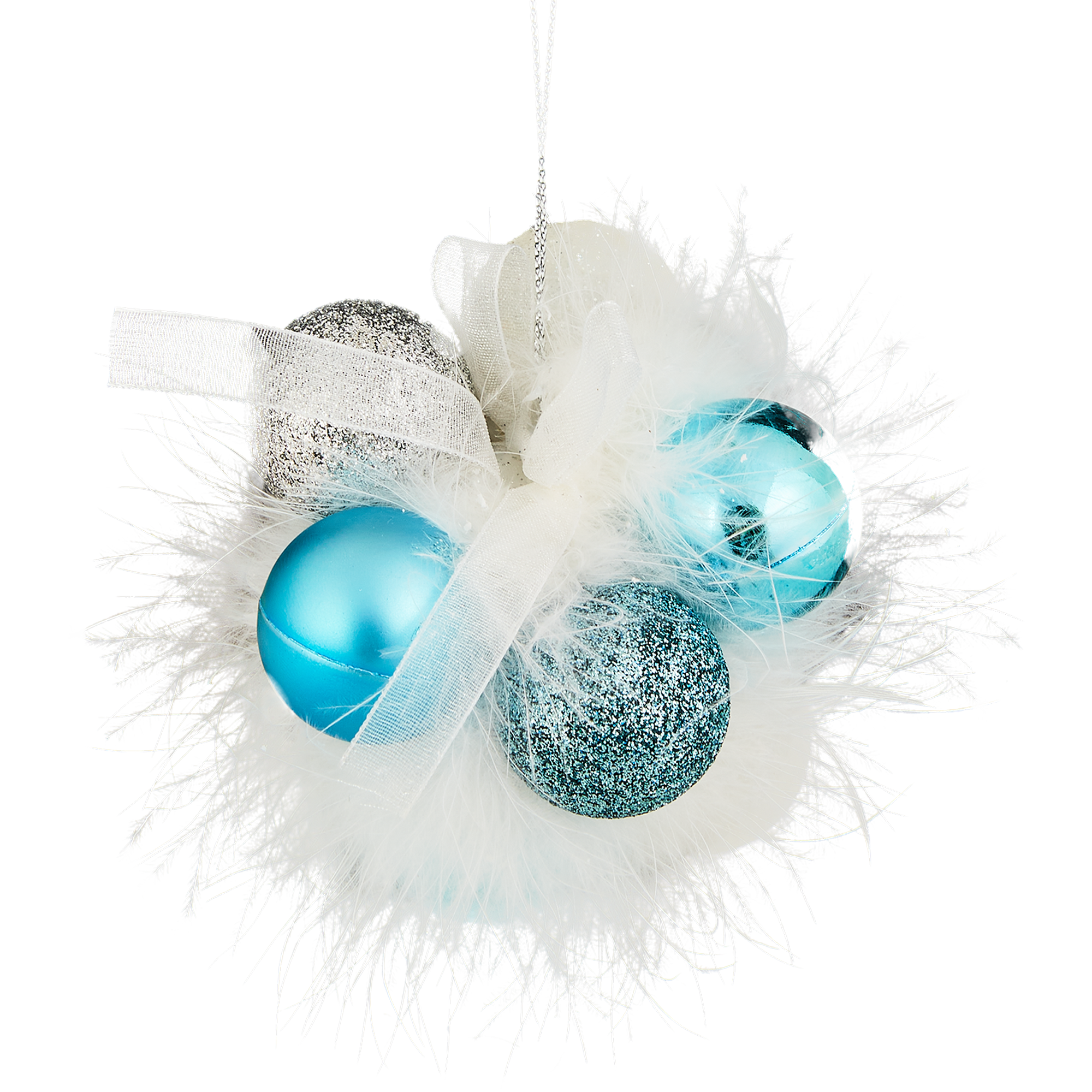 Изображение товара Елочная игрушка связка шаров 8x8 см с синим покрытием из полистирола