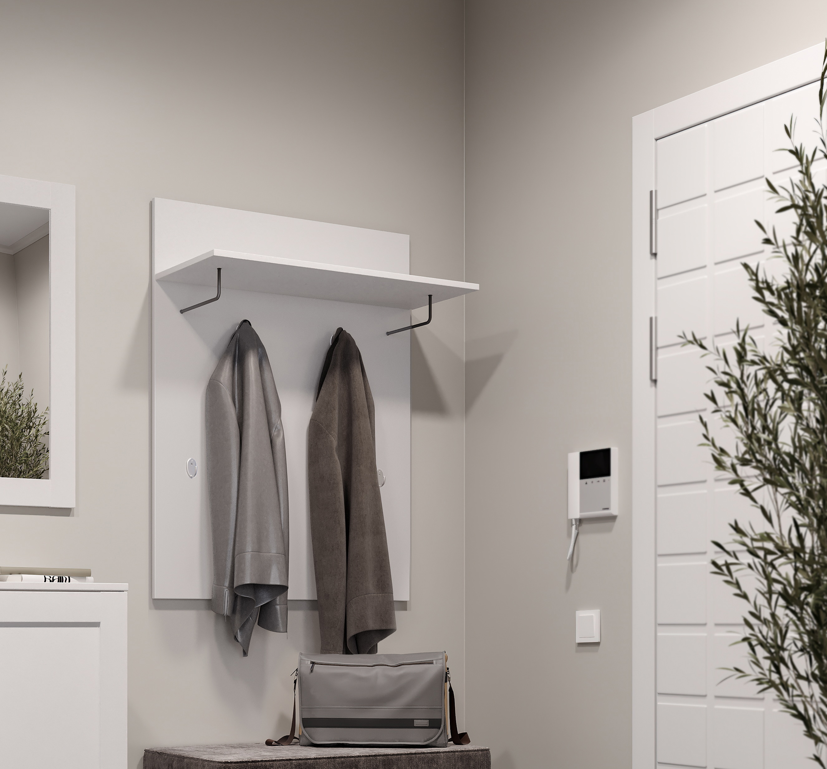 Изображение товара Настенная вешалка Гуд Лакк СИРИУС с полкой белая 78x100 см