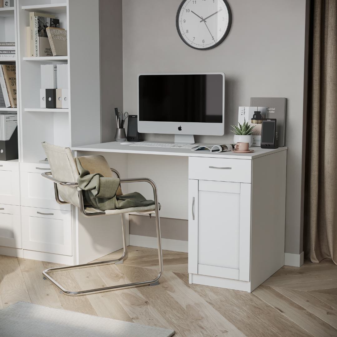 Изображение товара Стол письменный Гуд Лакк Кастор 2.03.06.030.1 с тумбой 115.6x75x65 см ЛДСП цвет белый