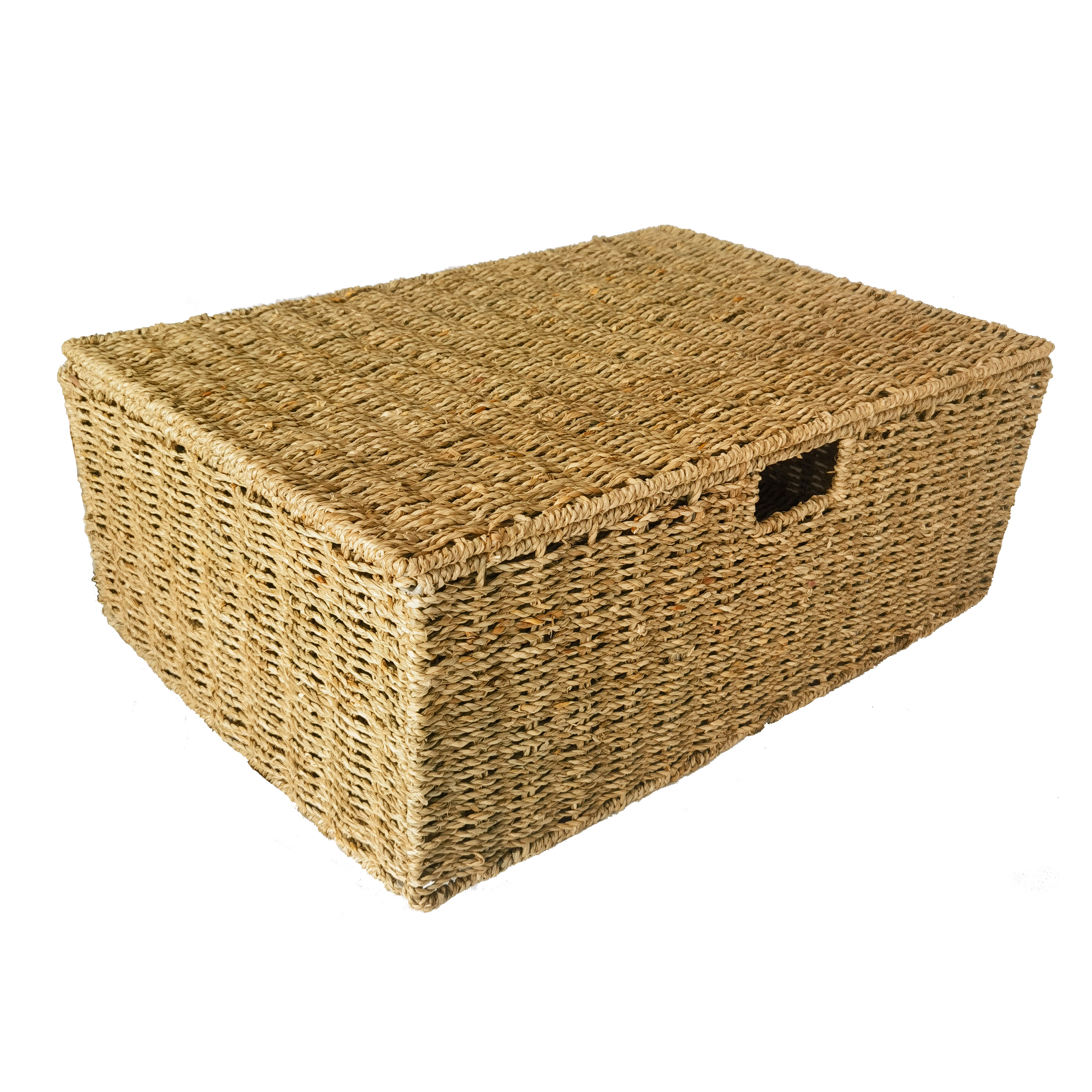 Изображение товара Корзина для хранения из водорослей с крышкой натуральный цвет 55x21x38 см