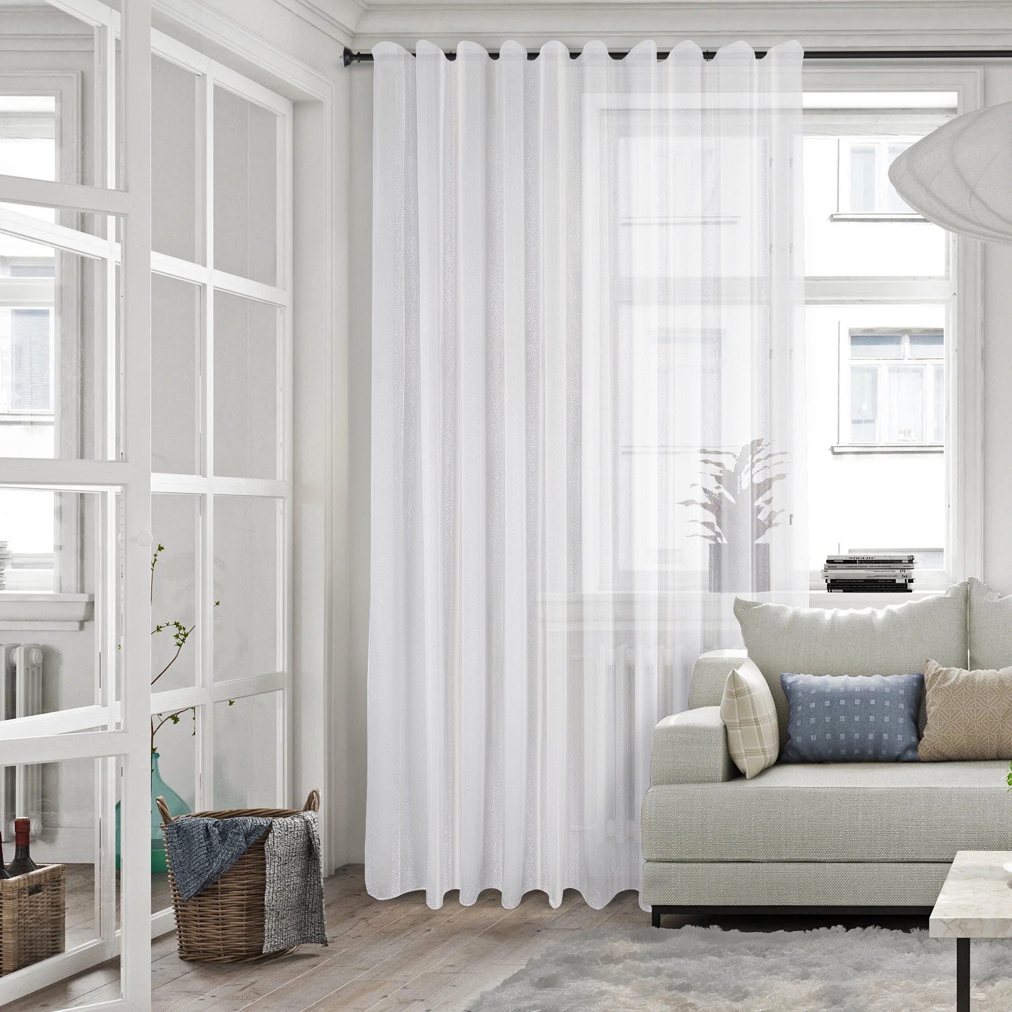 Изображение товара Тюль на ленте Кате 300x280 см серебристый, прозрачный, из полиэстера, стиль неоклассика