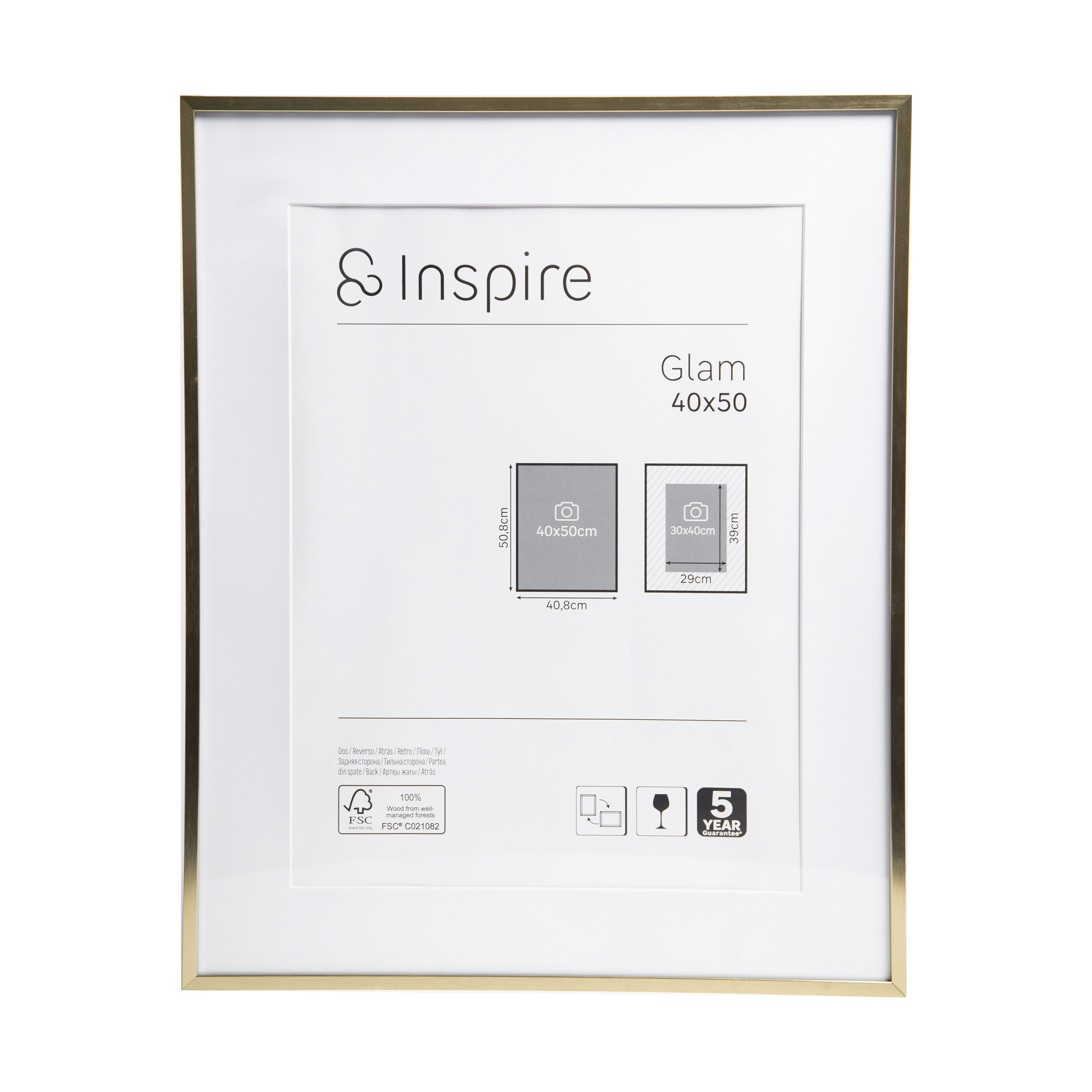 Изображение товара Рамка Inspire Glam Brass 40x50 см алюминий цвет золото