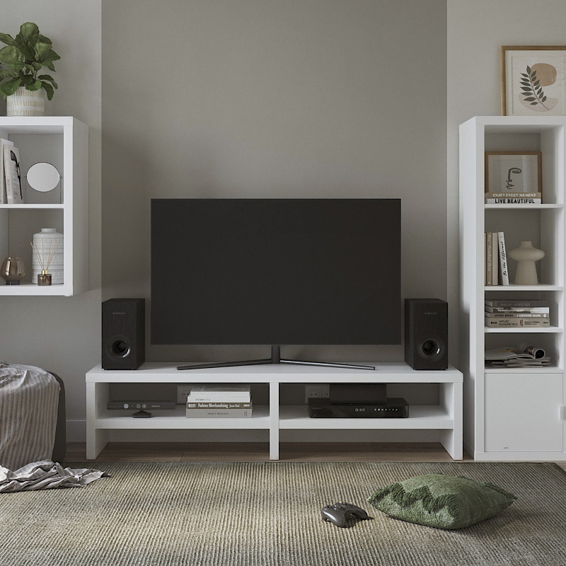 Изображение товара Тумба под телевизор Гуд Лакк S00159 160x36.8x38 см белая минимализм