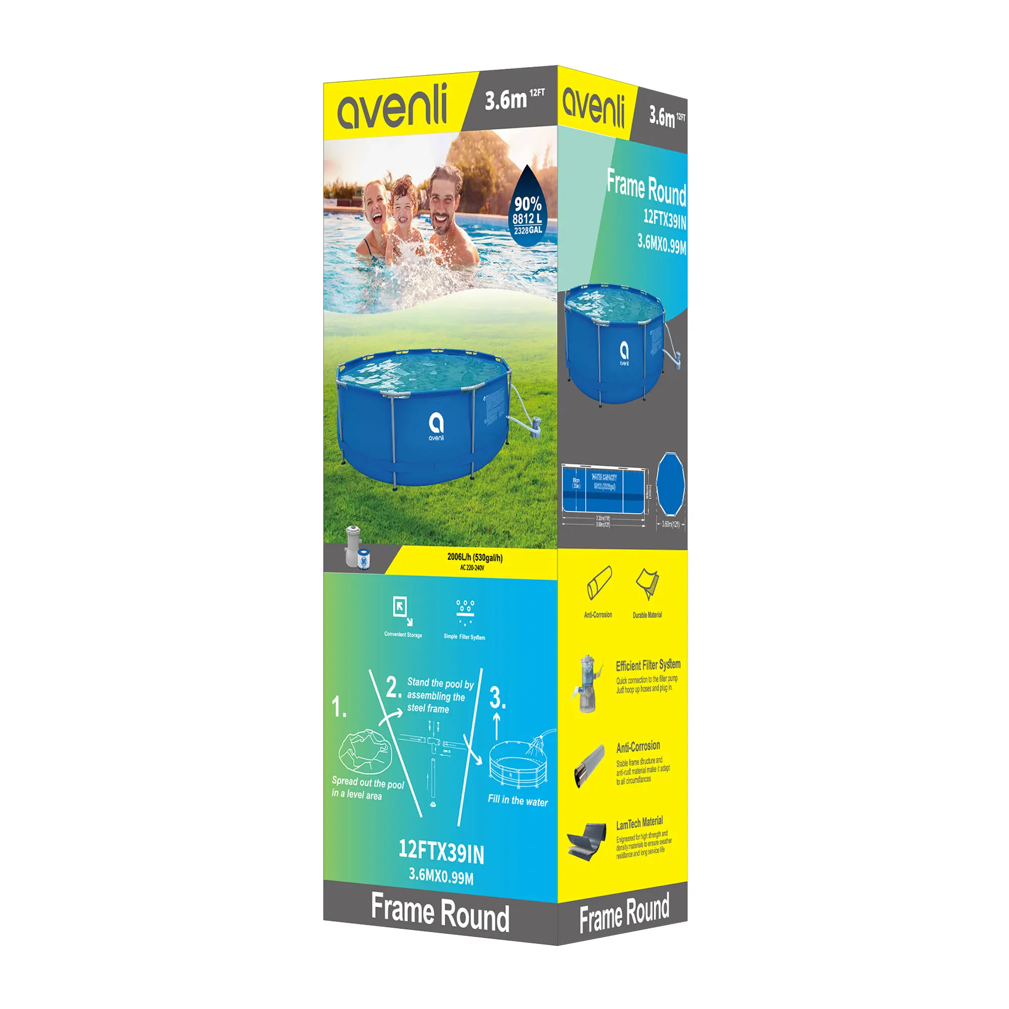 Каркасный бассейн Avenli 360x99 см 8812 л с фильтром - 8