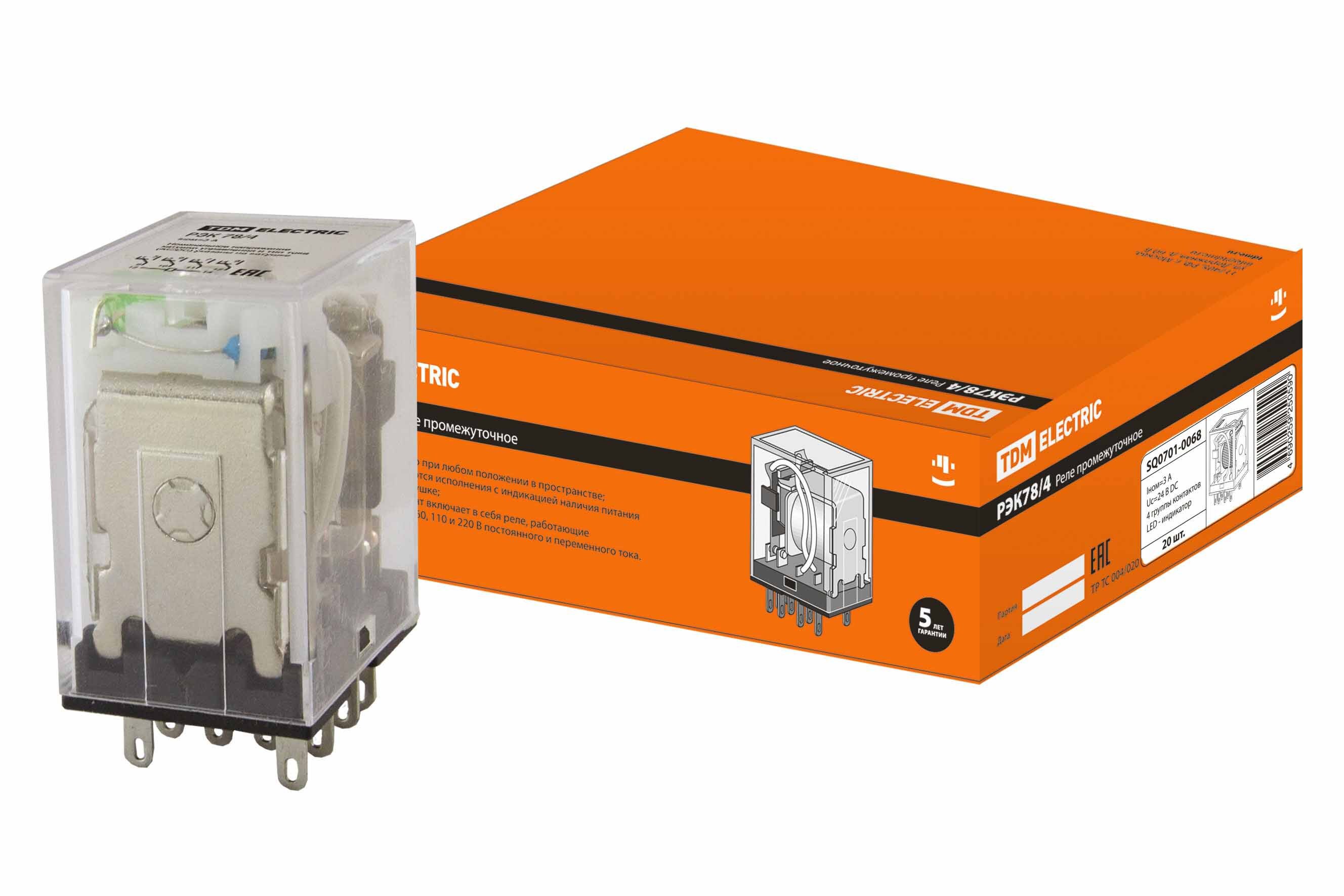 Изображение товара Реле напряжения Tdm electric РЭК78/4 с индикацией 3 А 24 В DC