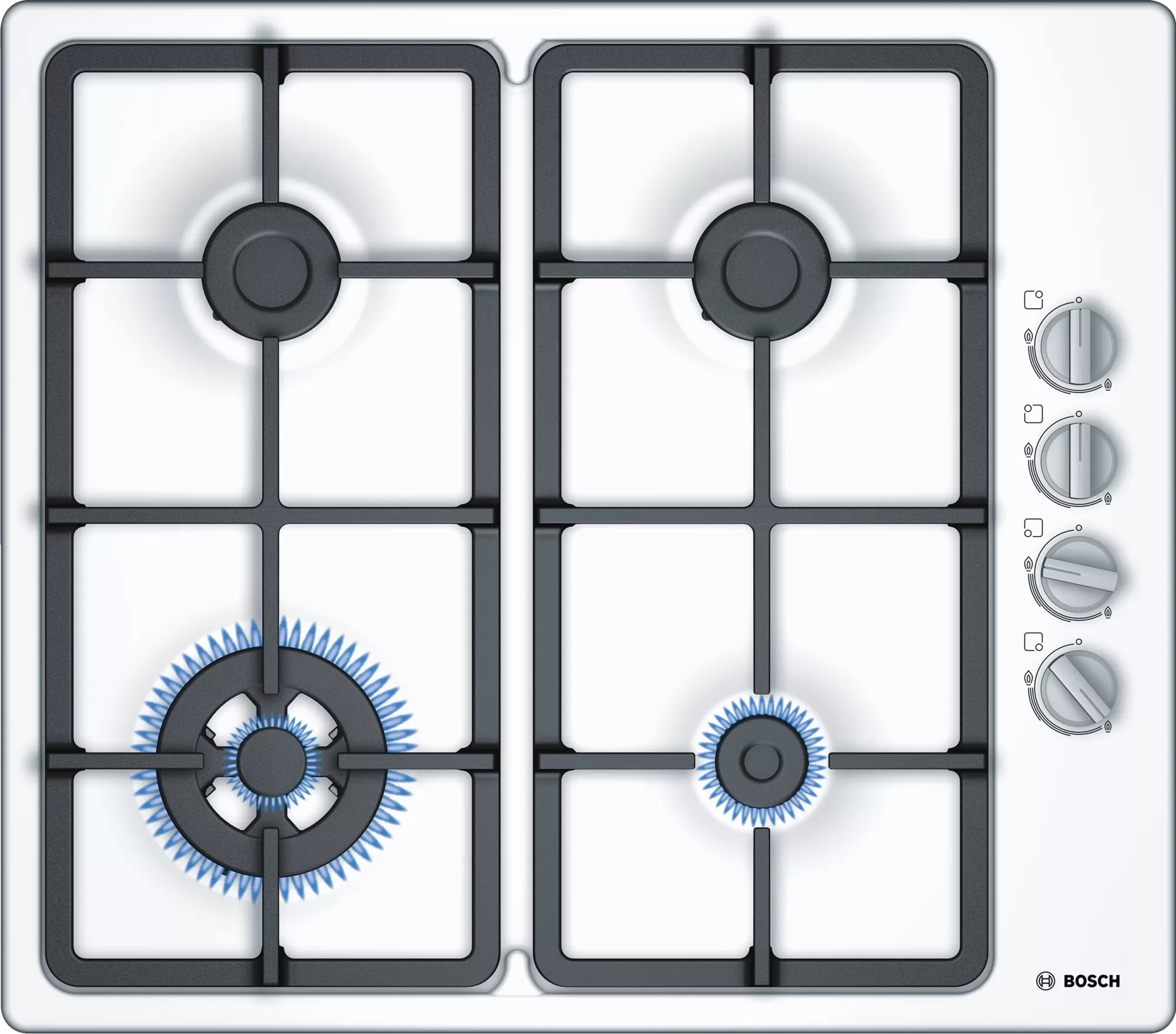 Изображение товара Газовая варочная панель Bosch PBH6C2B90R 4 конфорки серебристая встроенная
