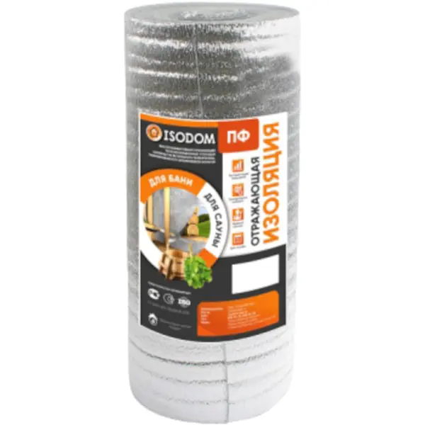 Материал изоляционный Isodom 5 мм ВПЭ, фольга 25 м²