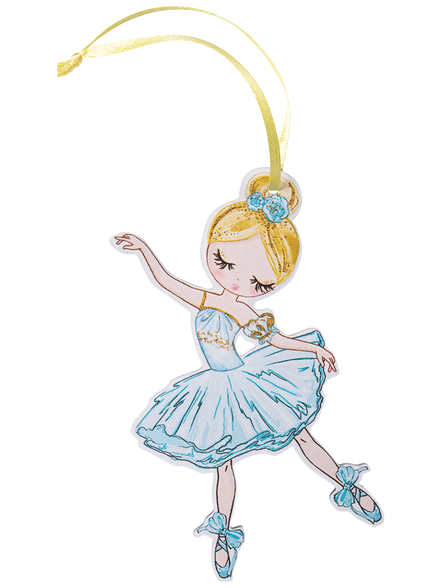 Изображение товара Декоративная подвеска Балерина с цветком 11x6.6 см голубая елочное украшение